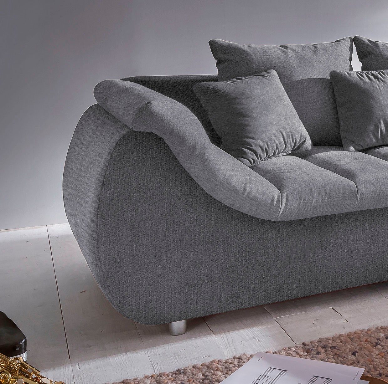 INOSIGN Hoekbank Imola elegant en comfortabel, actuele stiksels in de zitting, L-vorm