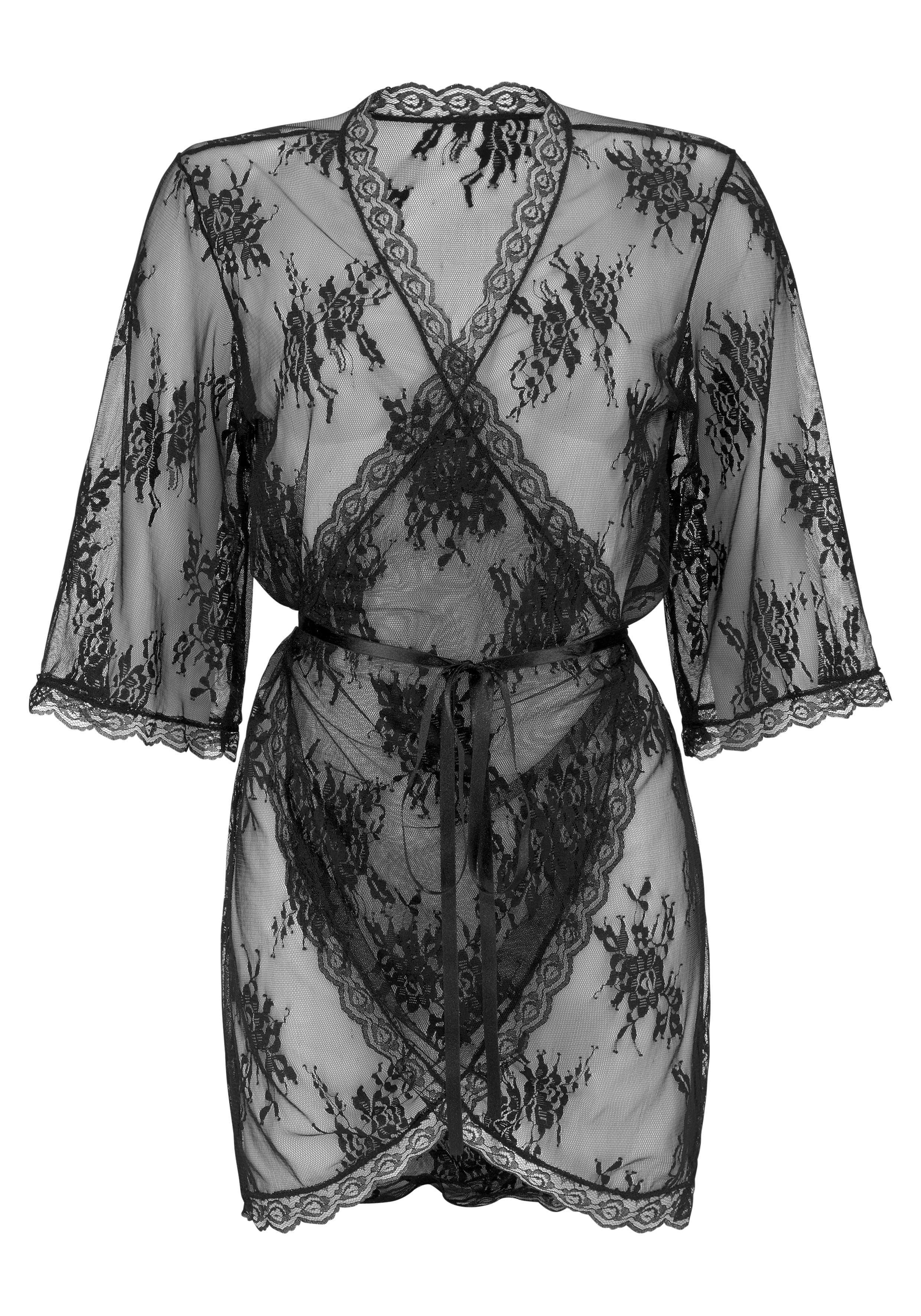 Lascana Kimono van transparante kant, sexy dessous