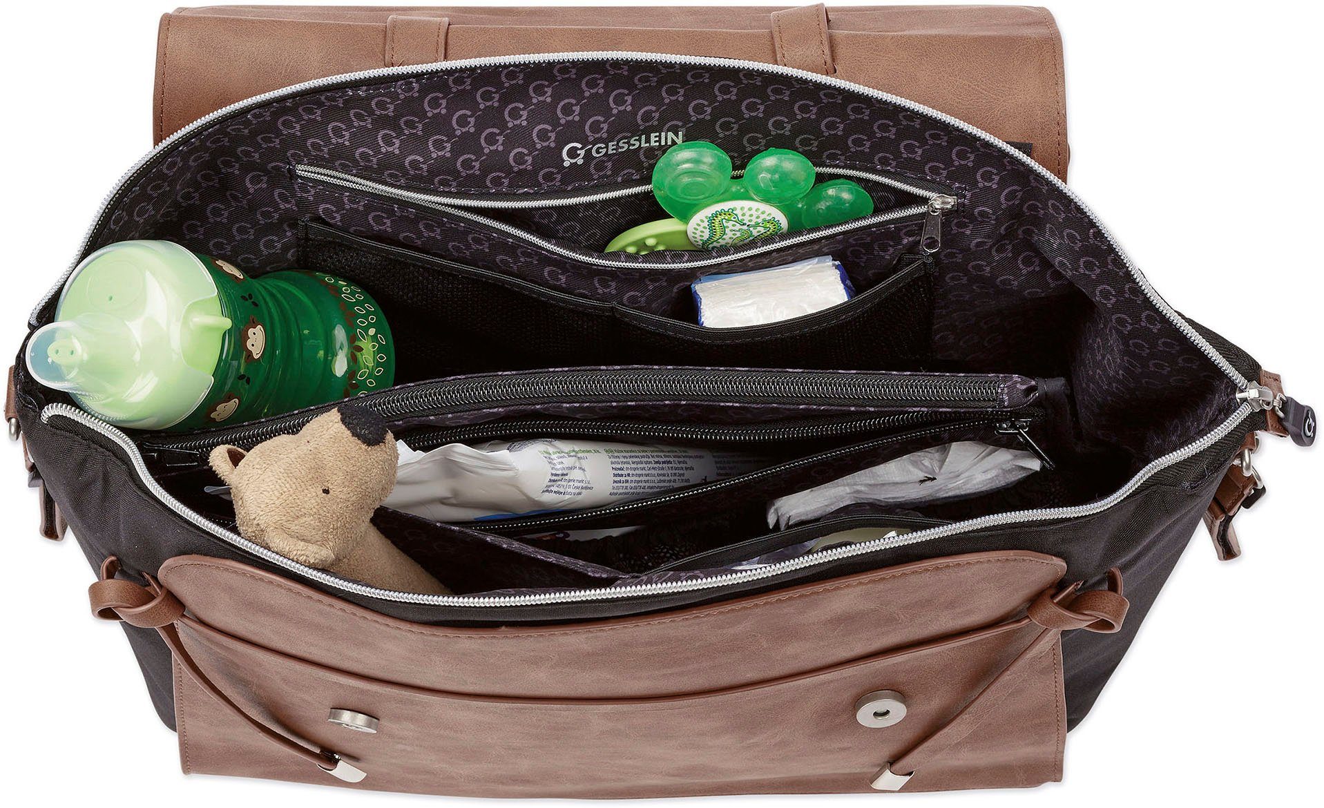 Gesslein Luiertas N°4 tabak, ijsblauw met aankleedkussen en flessenhouder, made in germany