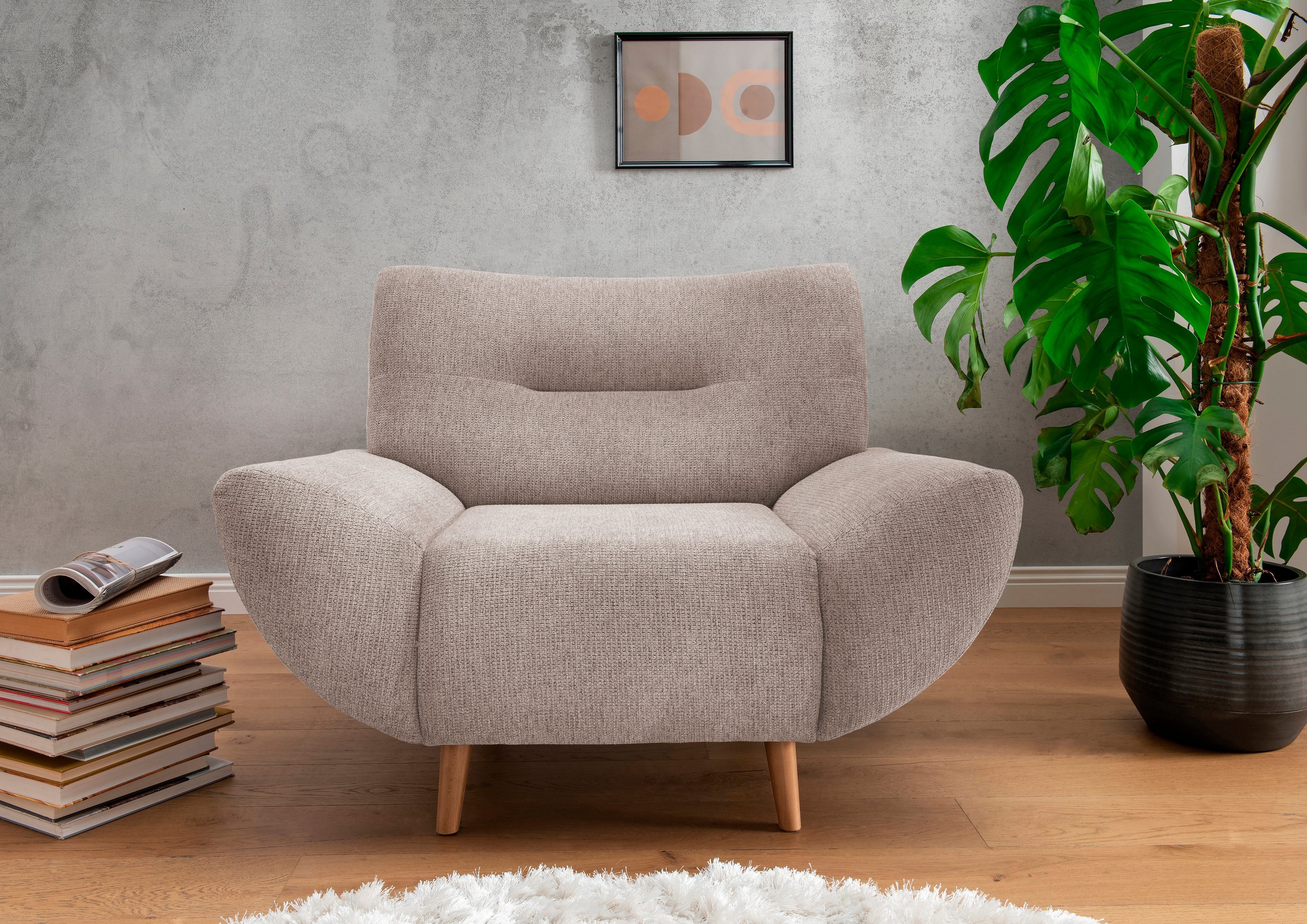 INOSIGN Zithoek Drago elegant en tijdloos, comfortabel, moderne vormtaal leverbaar als fauteuil/hoekbank, diverse stoffen, incl. 2 sierkussens (set, 3-delig)