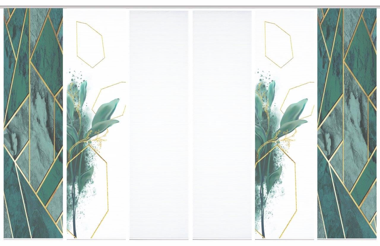 HOME in green Paneelgordijn Signum SET DIGITALE PRINT, BAMBOELOOK GERECYCLED (6 stuks)