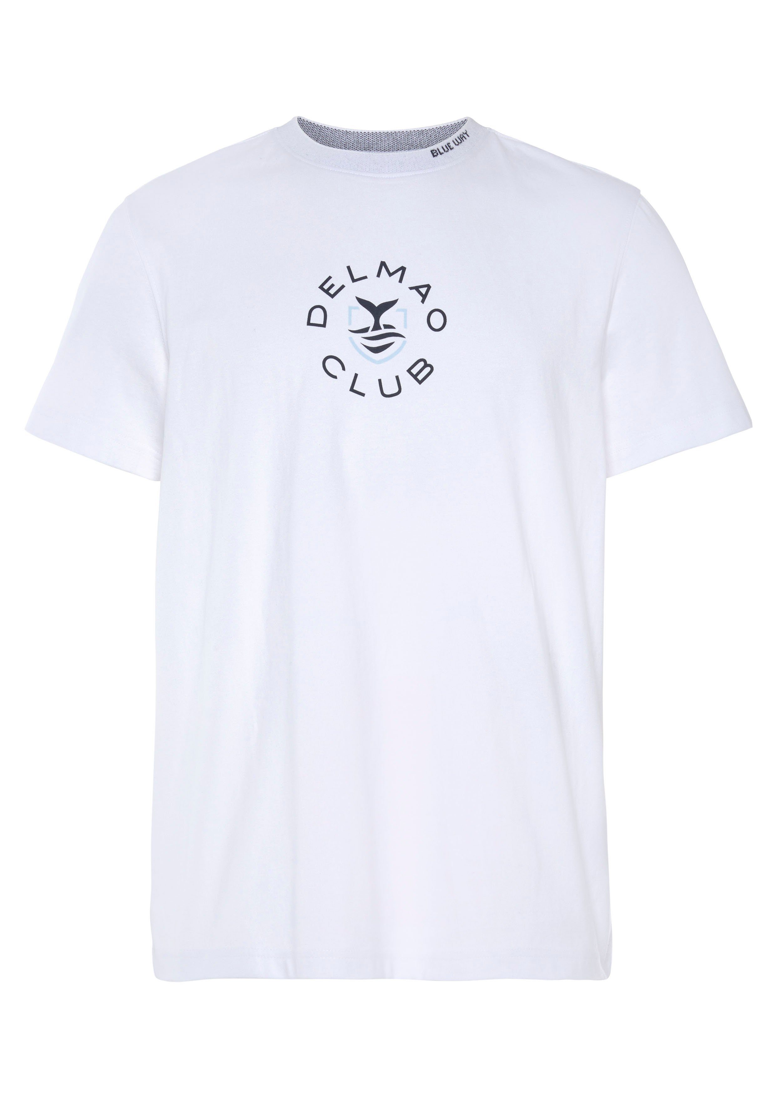 DELMAO T-shirt Korte mouw, casual pasvorm, met print en opschrift, ronde hals