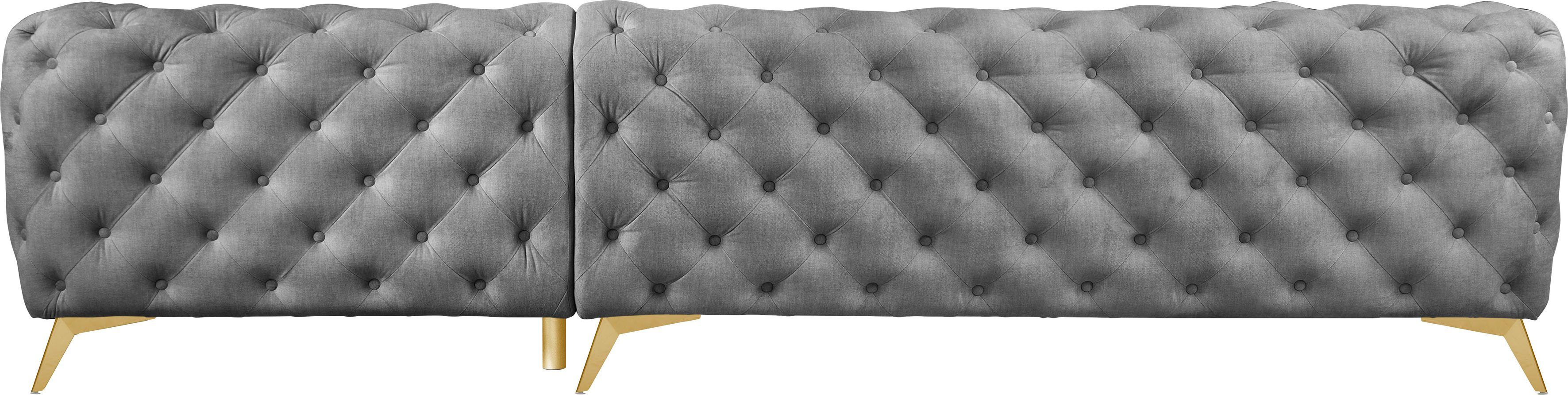 Leonique Chesterfield-bank Glynis L-vorm luxueuze capitonnage, moderne chesterfield look, kleur van de poten ter keuze