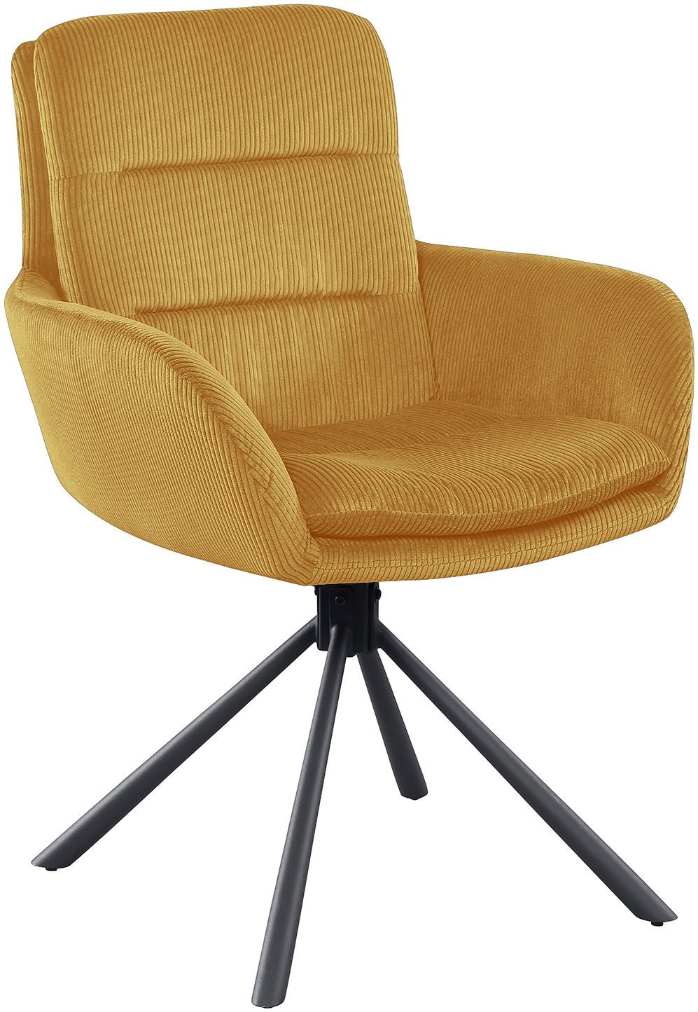 SalesFever Eetkamerstoel Pizzo armstoel Eetkamerstoel met cordstof, 360° draaifunctie (1 stuk) 4 poot stoelen geel