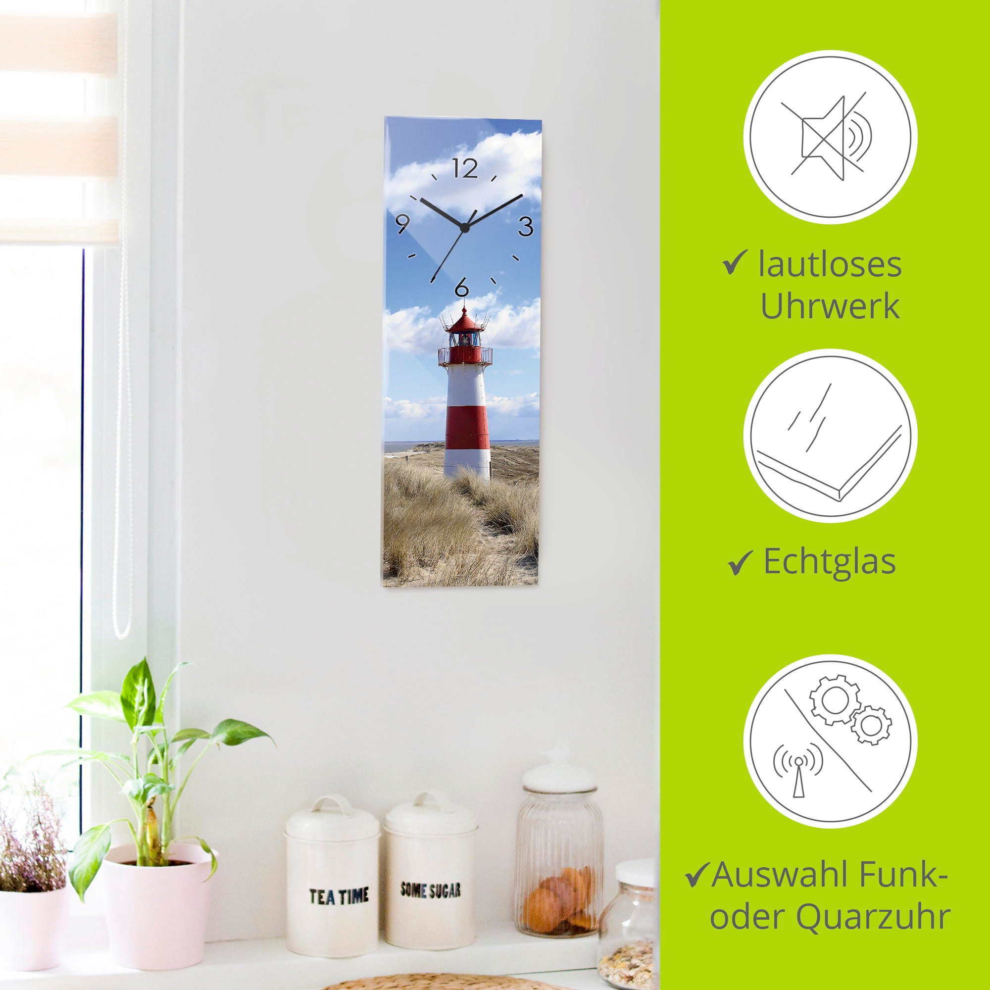 Artland Wandklok Vuurtoren Sylt optioneel verkrijgbaar met kwarts- of radiografisch uurwerk, geruisloos zonder tikkend geluid