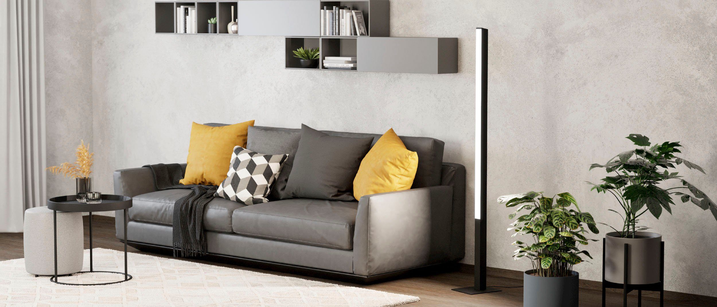 EGLO Staande lamp SIMOLARIS-Z vloerlamp zwart, ZigBee 3.0, disco-modus Timer, app/spraakbesturing Alexa, 5,5x5,5x161,5cm, excl. afstandsbediening (1 stuk)