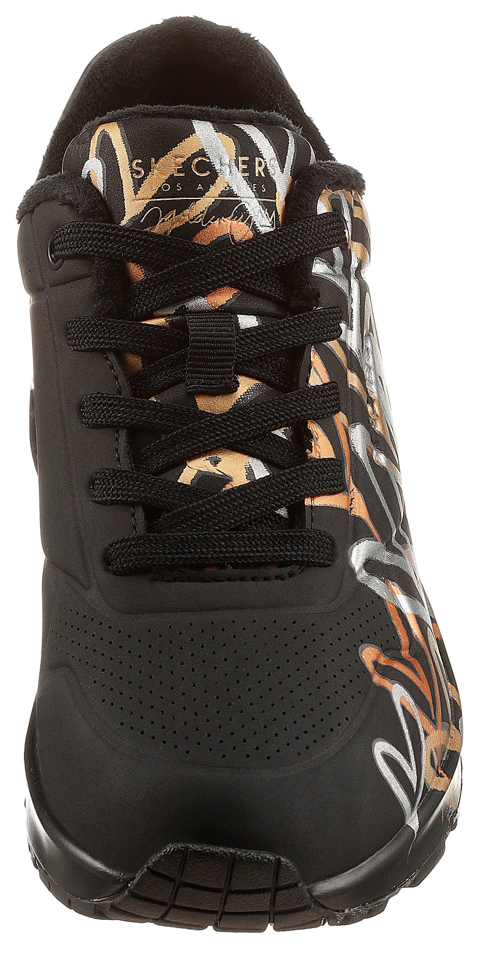 Skechers Sneakers UNO - METALLIC LOVE Vrijetijdsschoen, lage schoen, veterschoen met trendy metallic-print