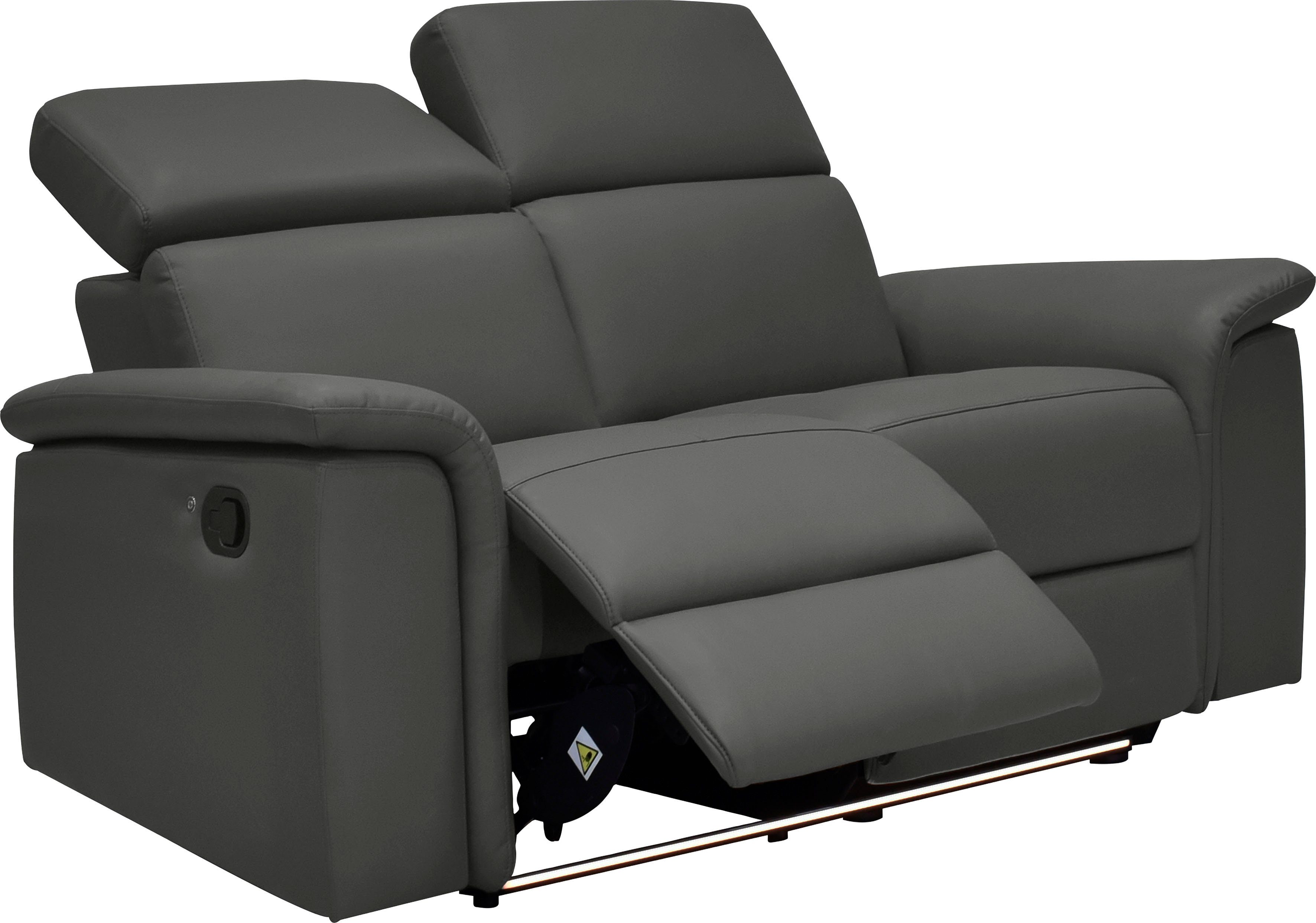 Places of Style 2-zitsbank Pareli 172 cm, handmatige en elektrische relaxfunctie USB, hoofdsteunverstelling, LED, in echt leer, kunstleer, web
