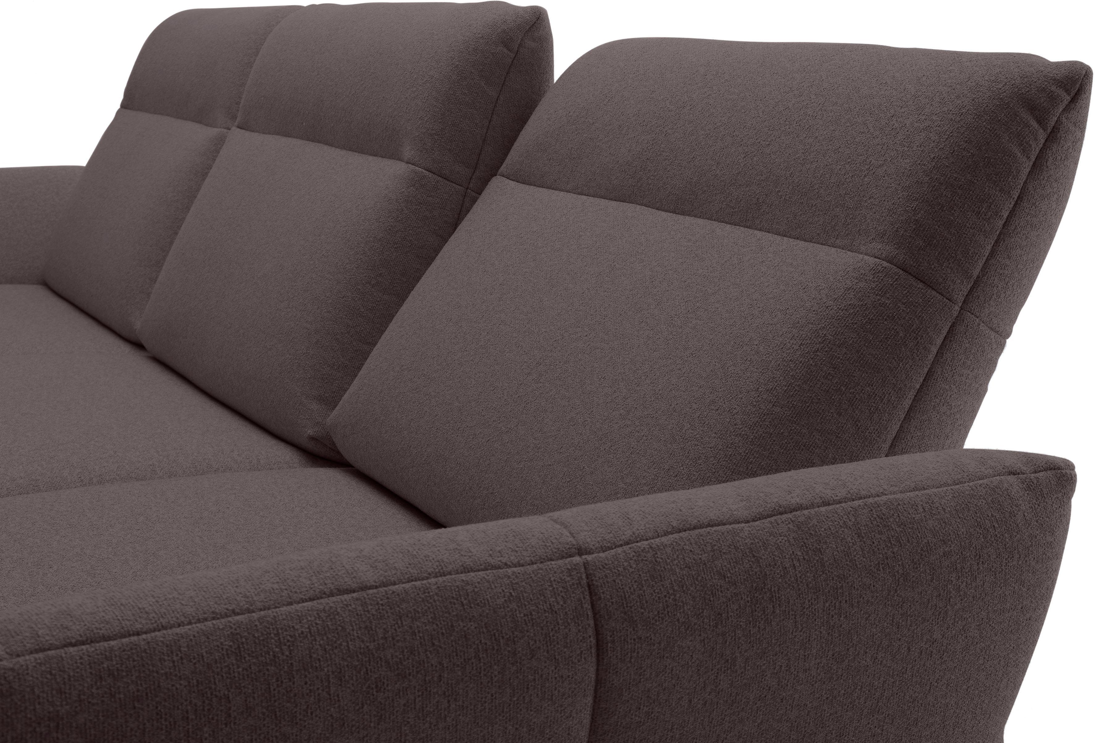 Creation BY ROLF BENZ Hoekbank CR.460 Sokkel in walnotenhout, onderstel in umbra grijs, breedte 338 cm