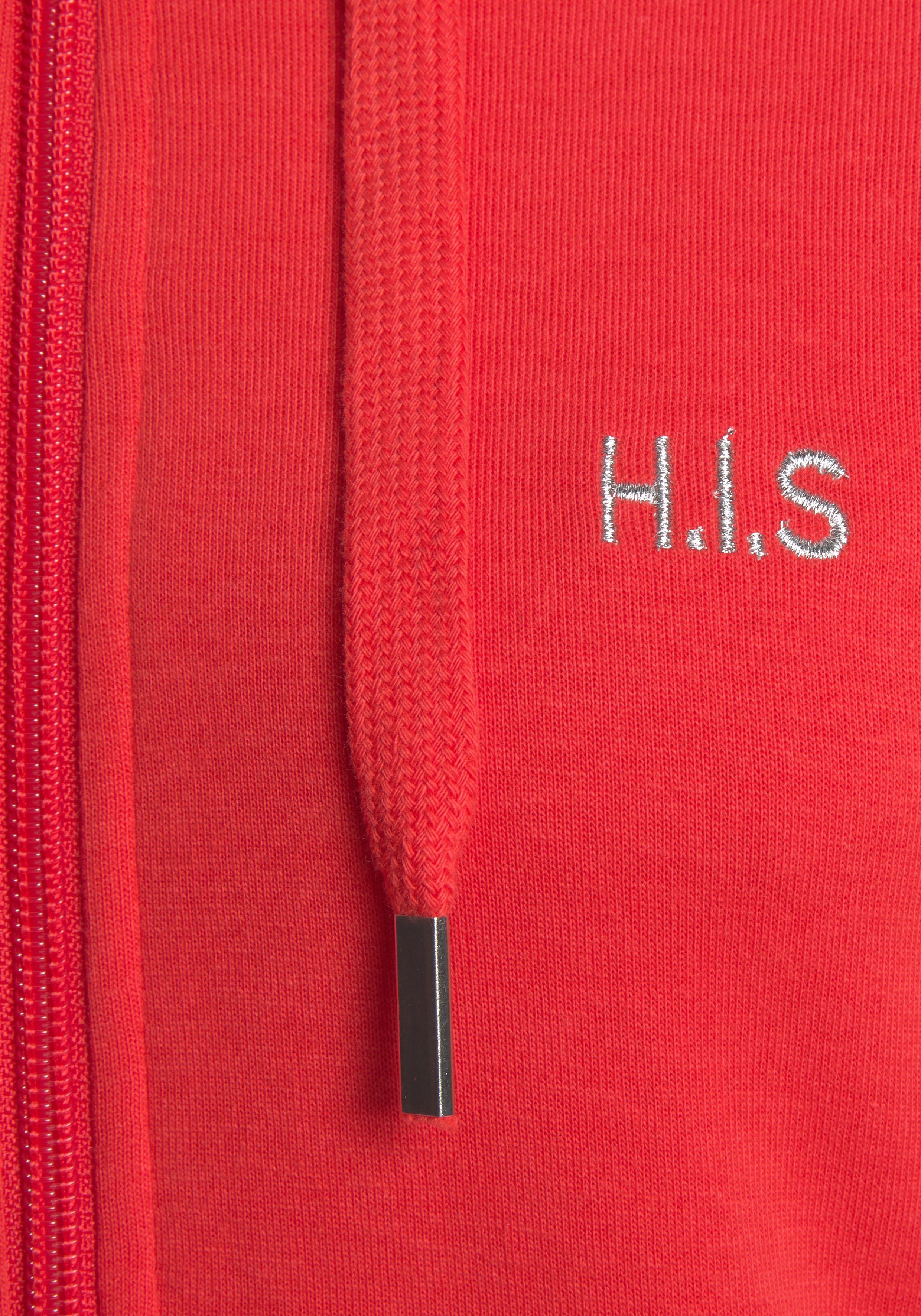 H.I.S Capuchonsweatvest met piping op de mouwen, loungepak
