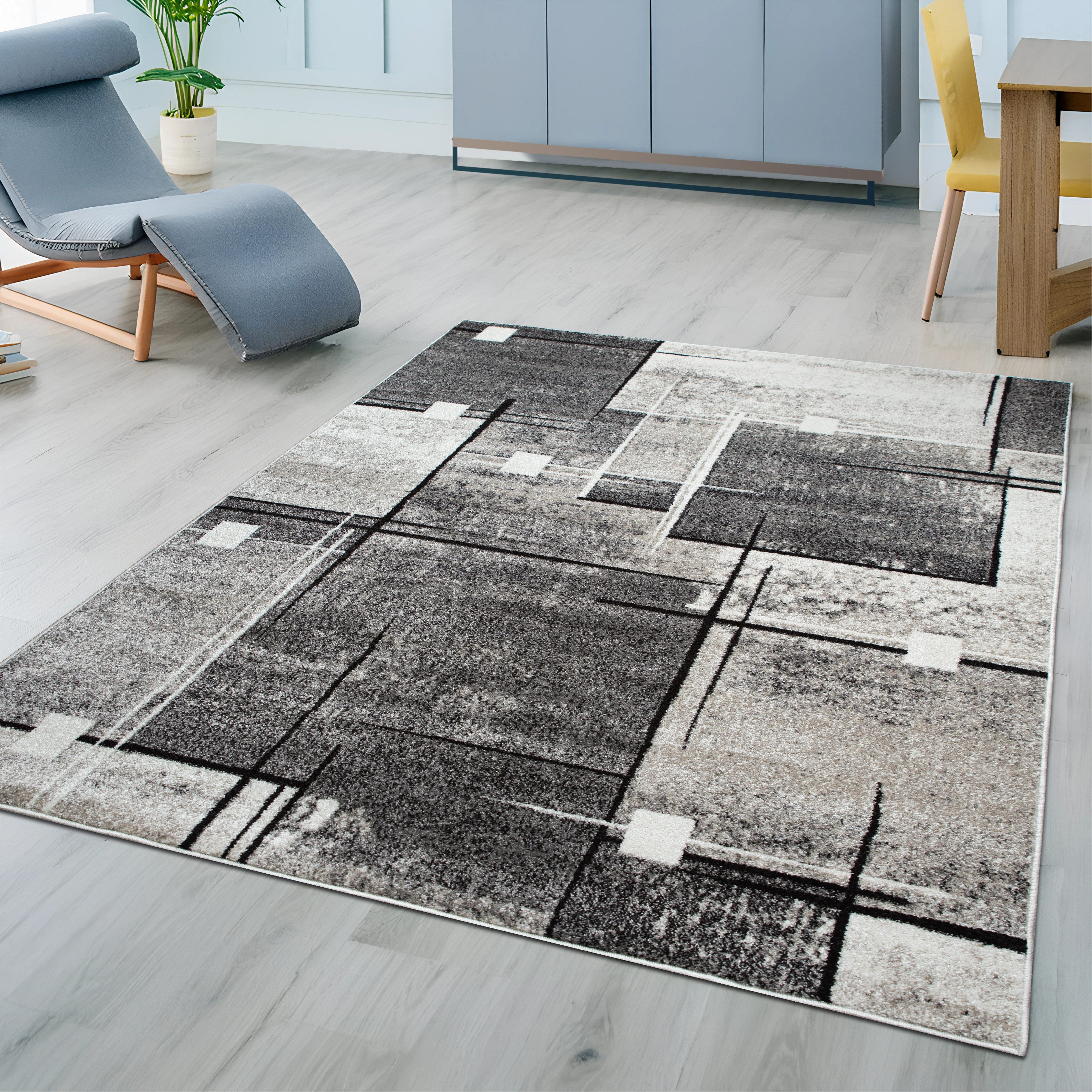 my home Vloerkleed Deblin zachte pool, kortpolig, ruitontwerp, modern, geometrisch patroon