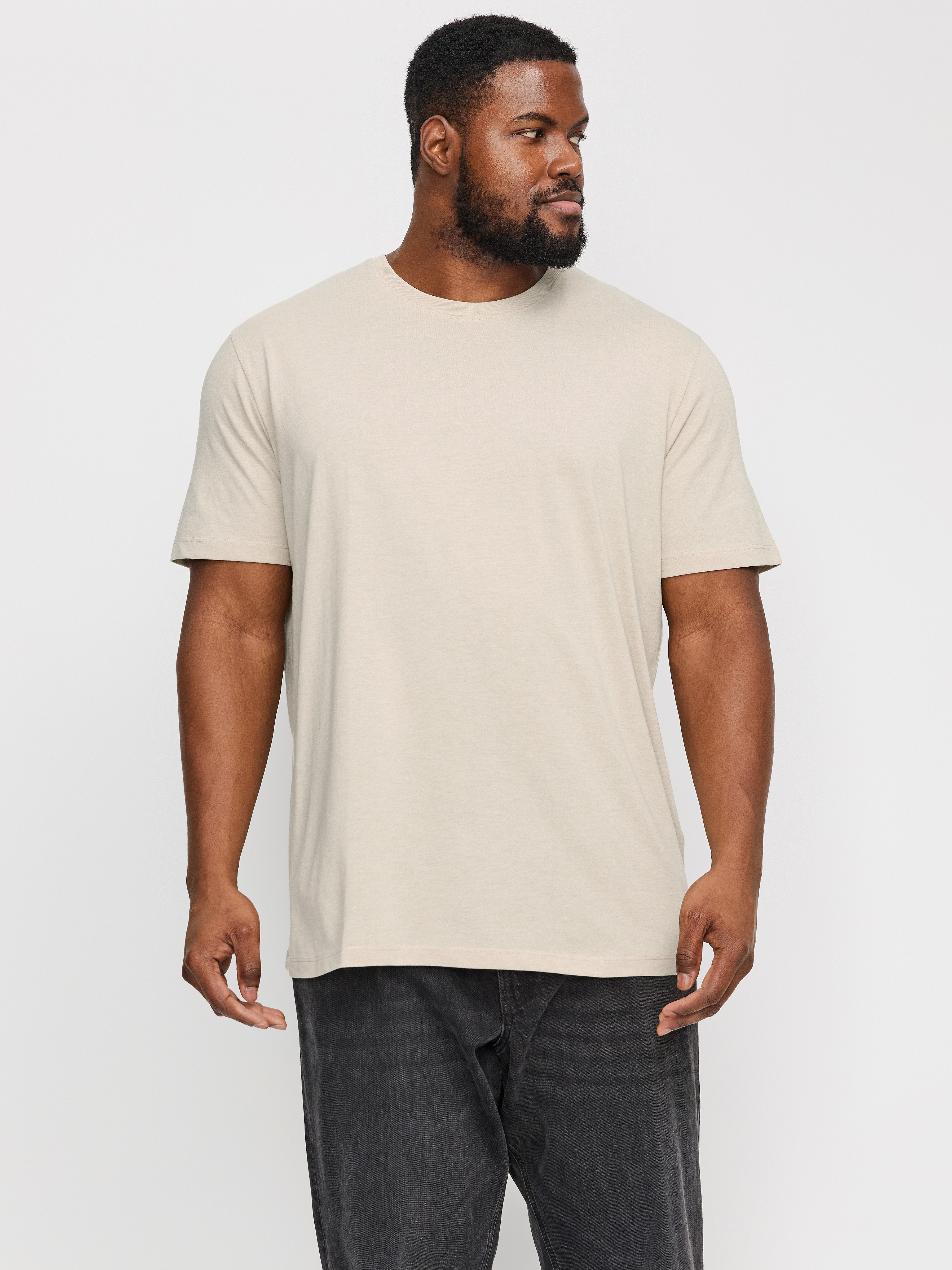 Jack & Jones PlusSize Shirt met ronde hals JJEORGANIC MEL TEE SS O-NECK NOOS PLS heren ronde hals maat 4XL grijs