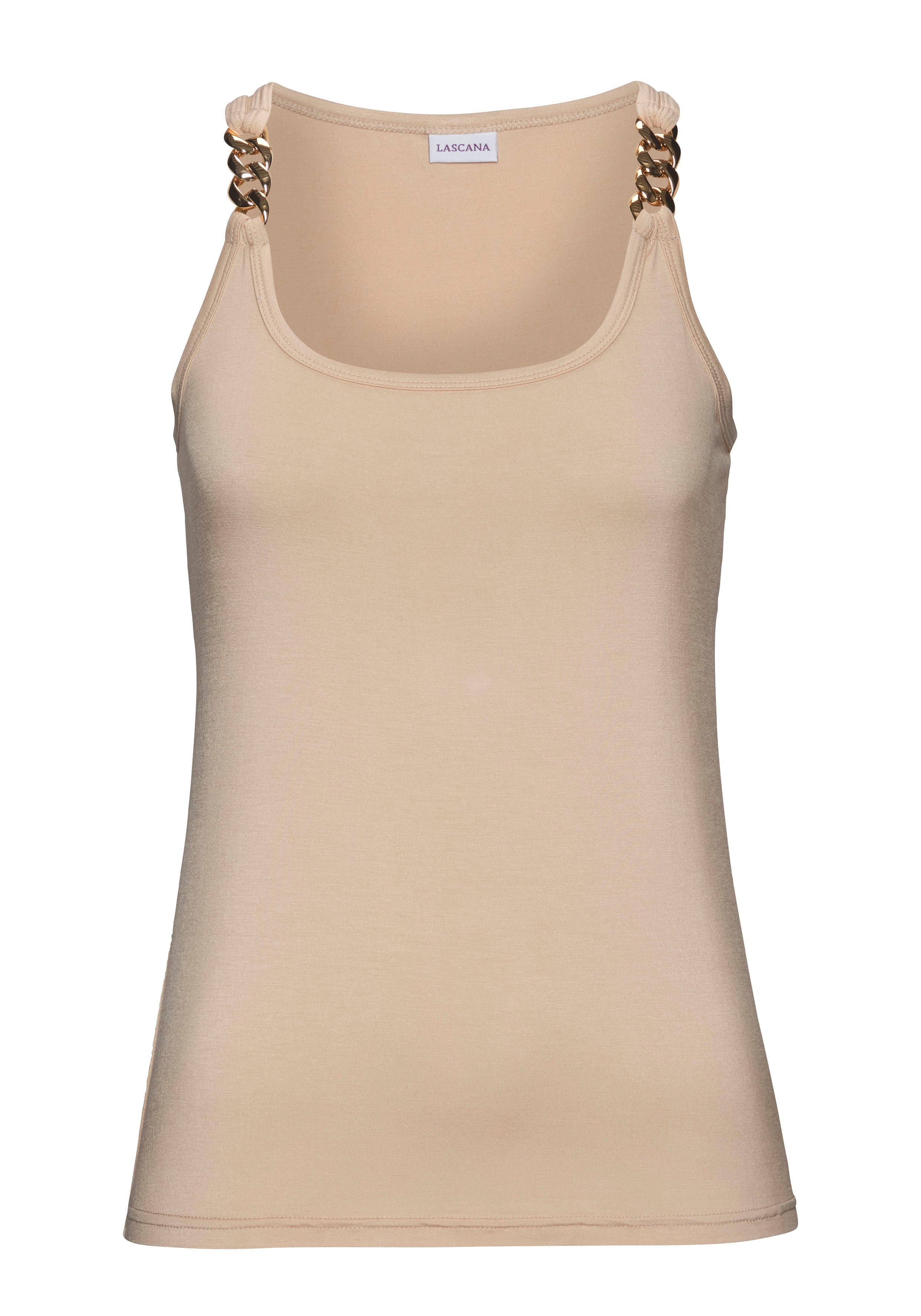 Lascana Tanktop met kettingdetails aan de banden, figuurvormend jersey top