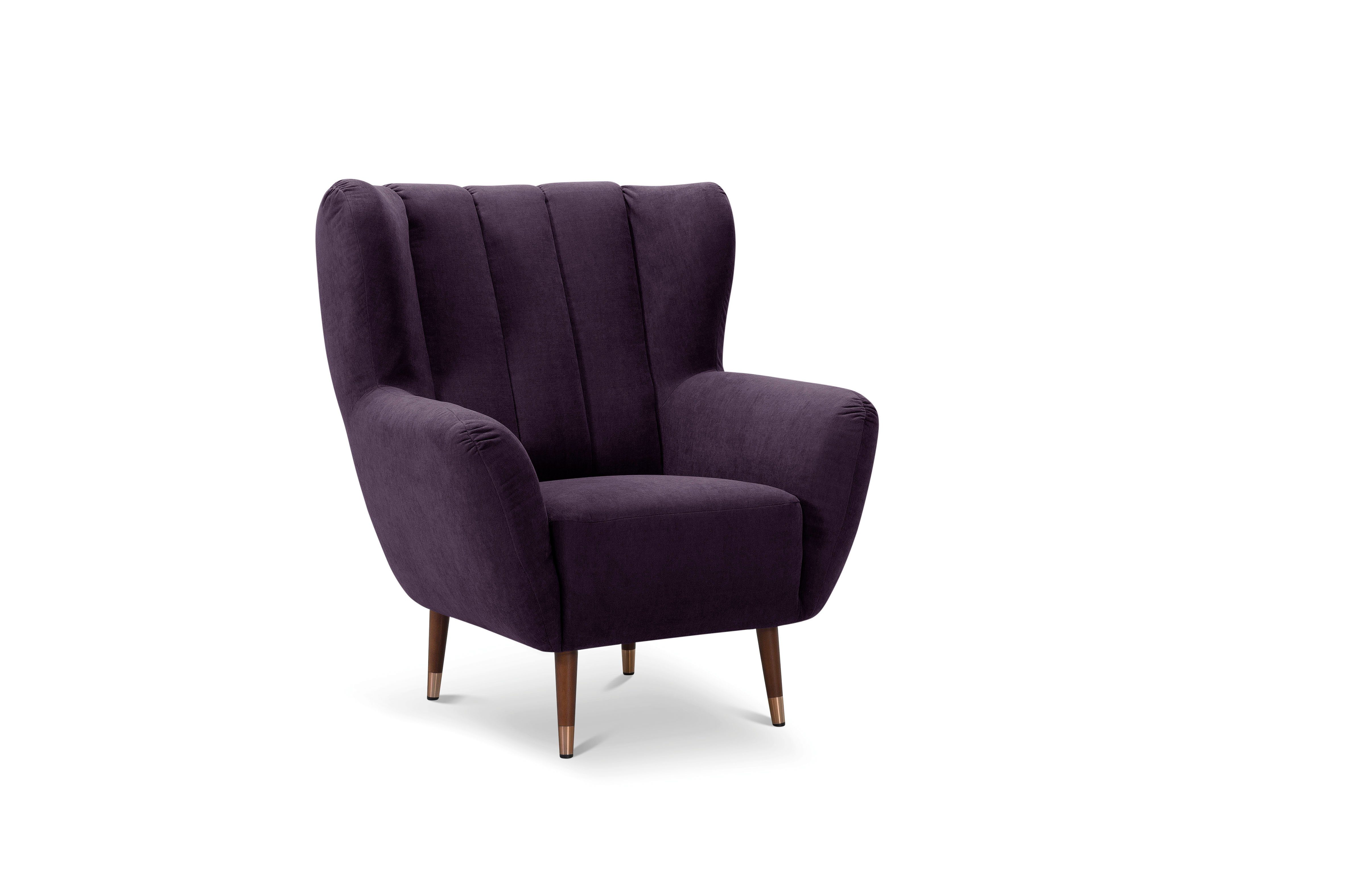 exxpo - sofa fashion Fauteuil Polly, oorfauteuil, loungestoel comfortabel met hoge rugleuning, hoge poten, hoogwaardige bekledingen