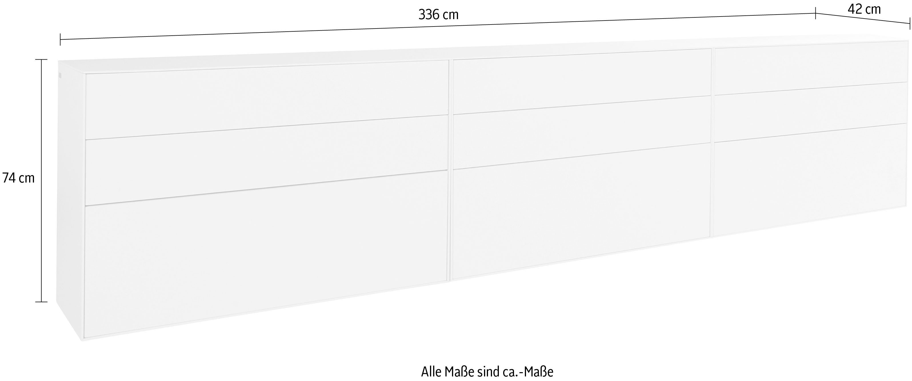 LeGer Home by Lena Gercke Dressoir Essentials Breedte: 335 cm, MDF gelakt, push-to-open-functie (3 stuks)