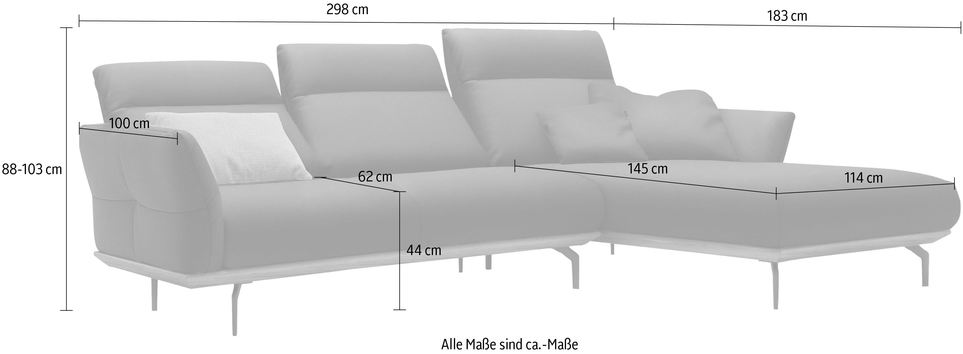 Creation BY ROLF BENZ Hoekbank Hs.460 Sokkel in eiken, gegoten aluminium poten in umbra grijs, breedte 298 cm