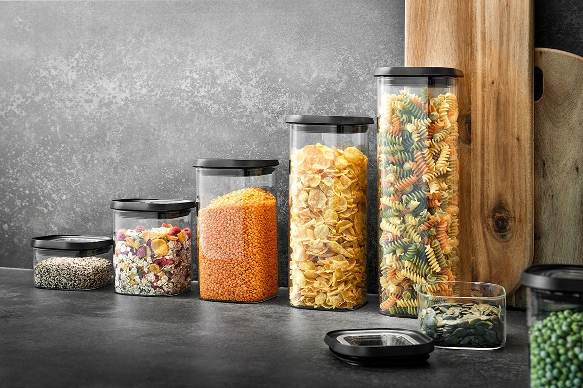 GEFU Glazen voorraadpot PANTRY Stapelen, luchtdicht, transparant, ruimtebesparend (set, 6-delig)