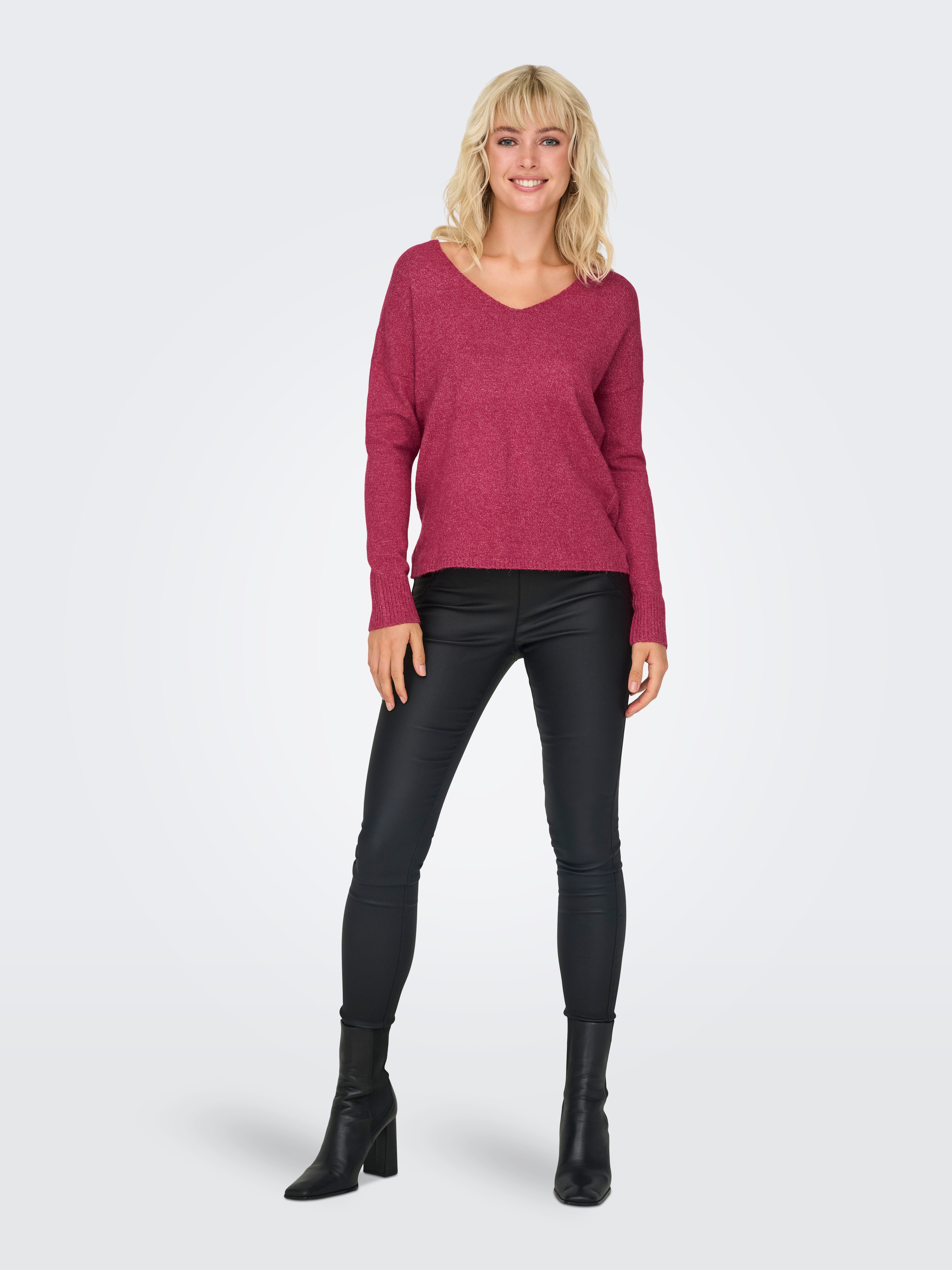Only Trui met V-hals ONLRICA LIFE L S V-NECK PULLO KNT NOOS