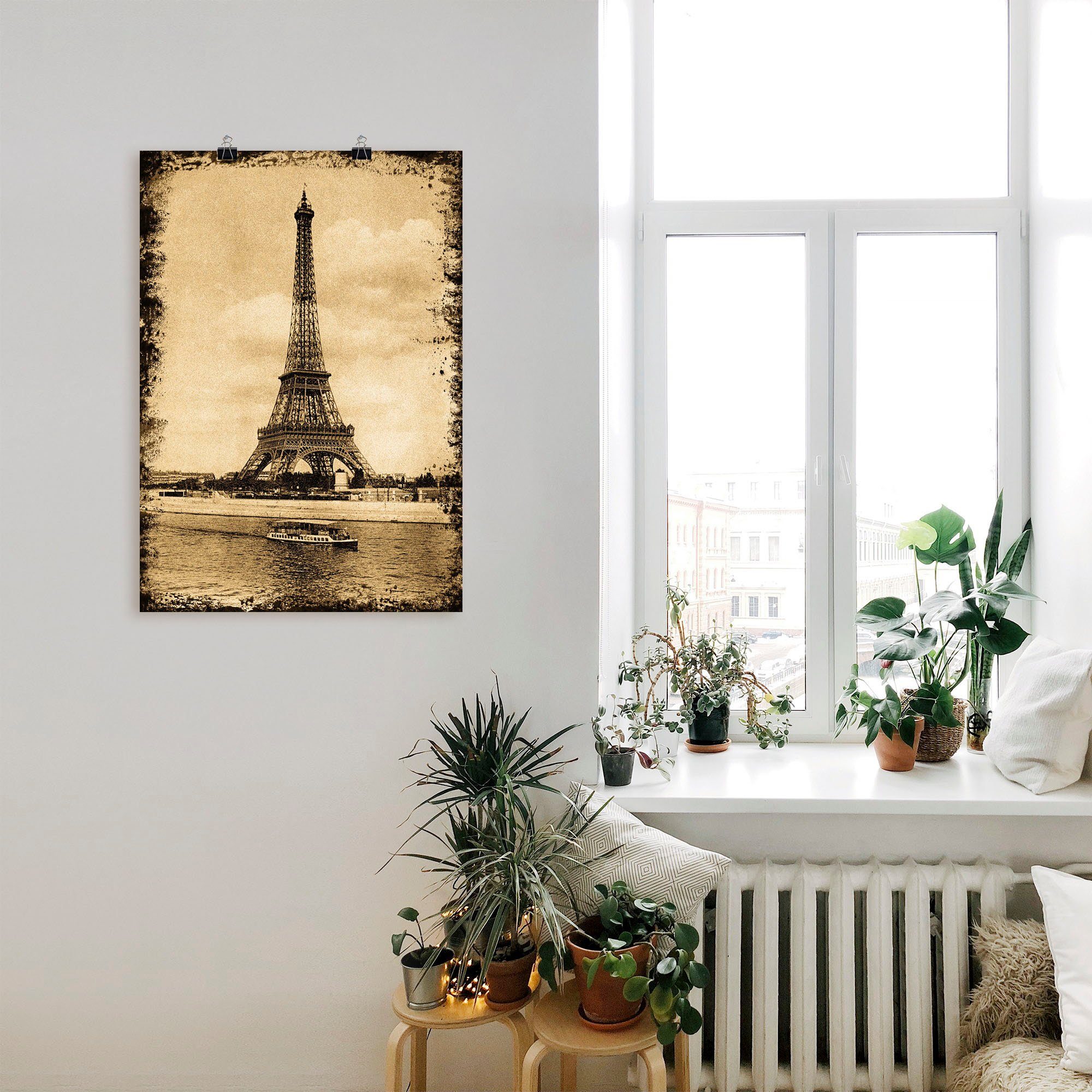 Artland Poster Parijs - Eiffeltoren Vintage als artprint op linnen, muursticker of poster in verschillende maten