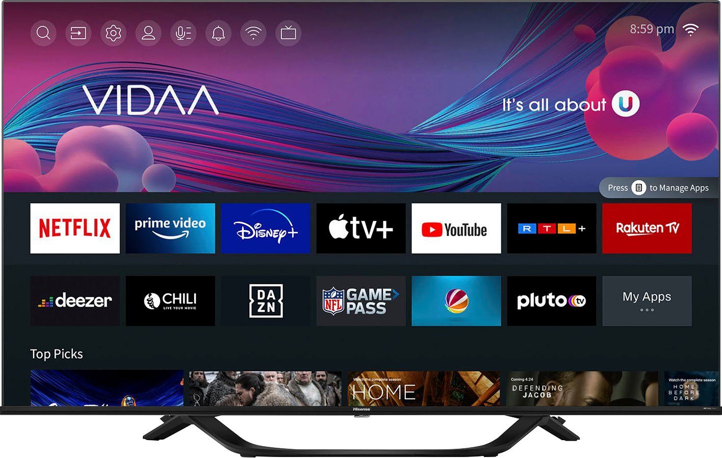 Hisense Led-TV 43A66H, 108 cm / 43", 4K Ultra HD, Smart TV
