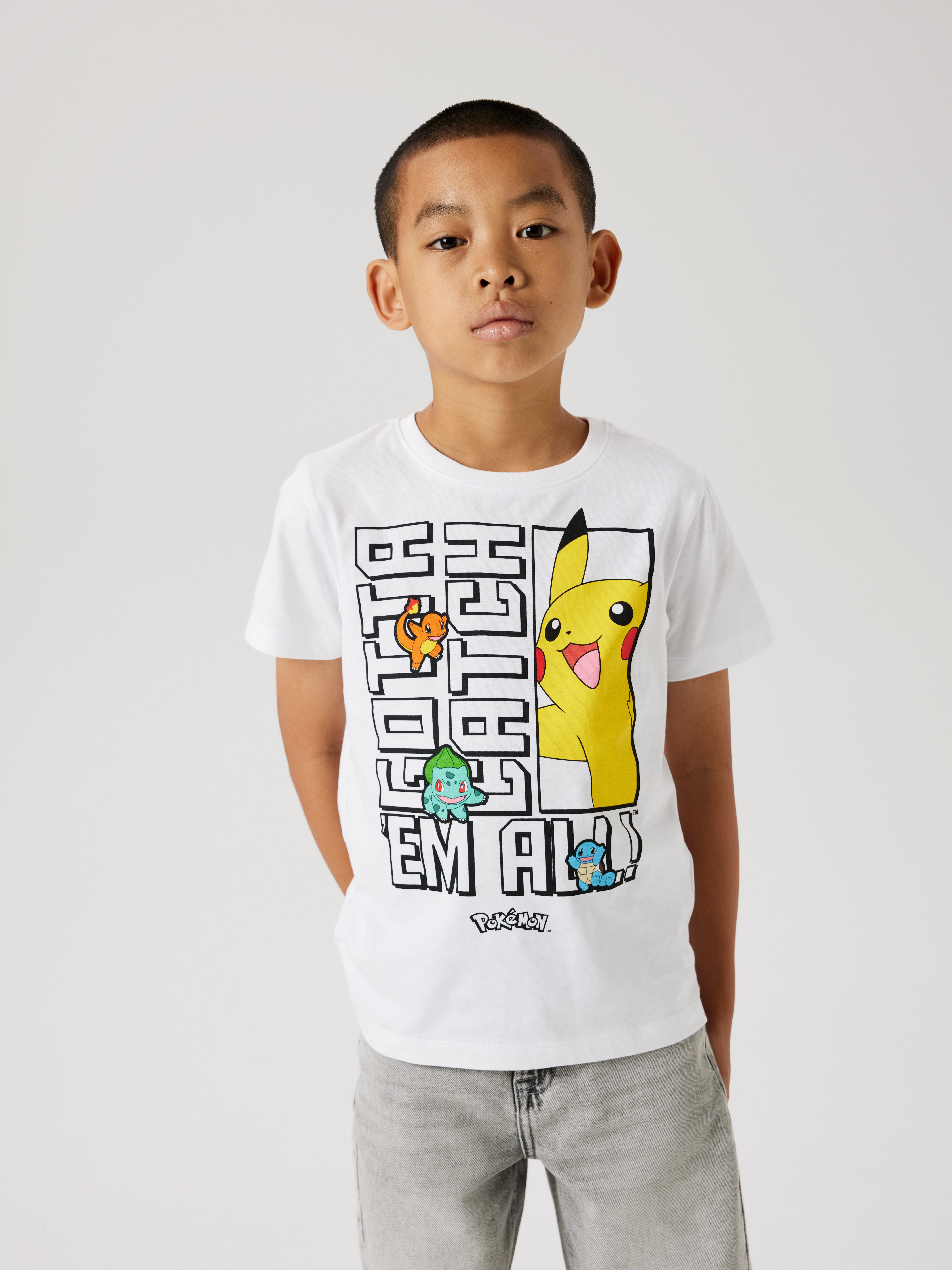 Name It T-shirt NKMFLAME POKEMON SS TOP NOOS SKY jongens t-shirts maat 134 (140) wit