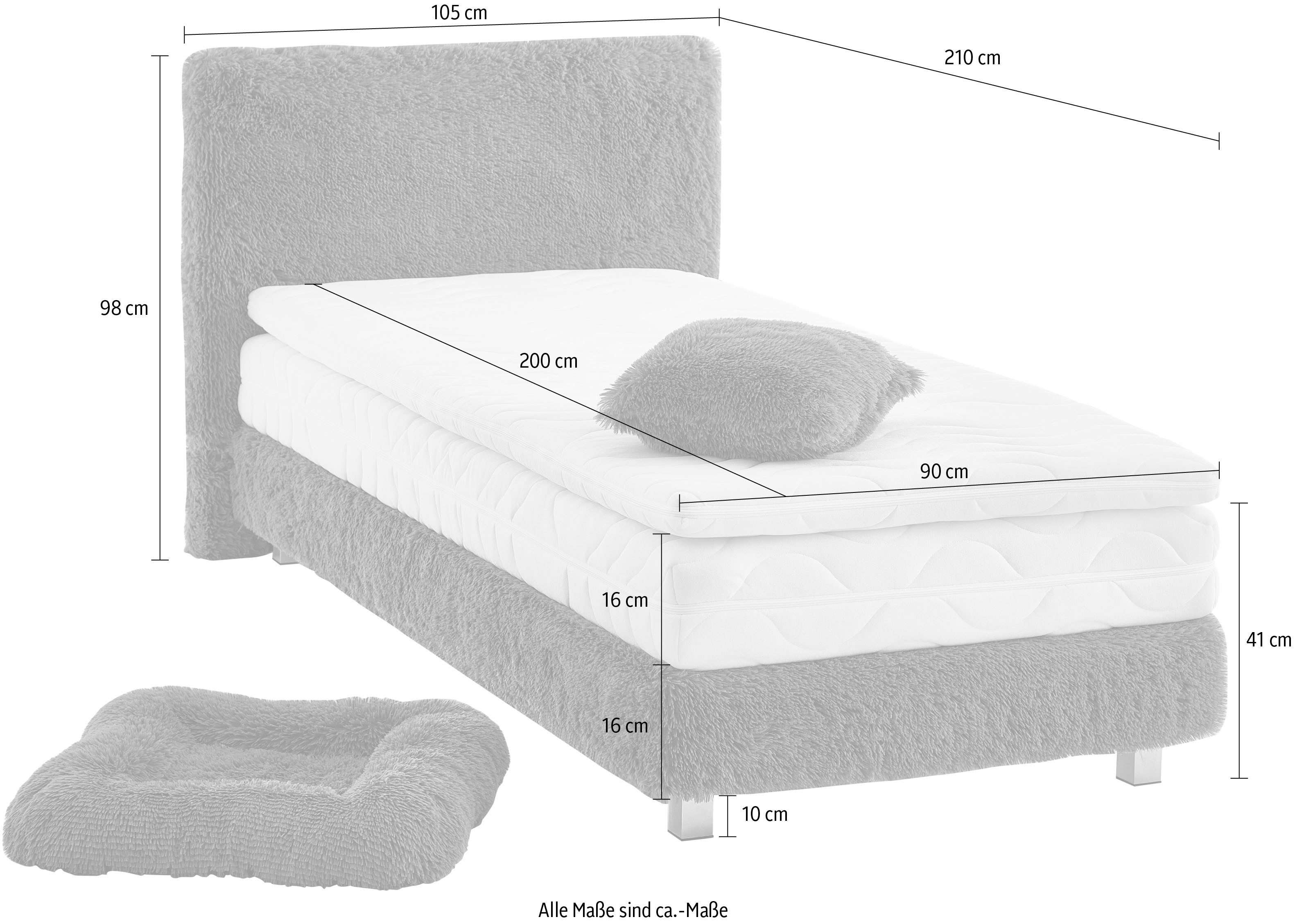 Westfalia Polsterbetten Boxspring Nara van faux-bont, verkrijgbaar in h2, h3 & h4