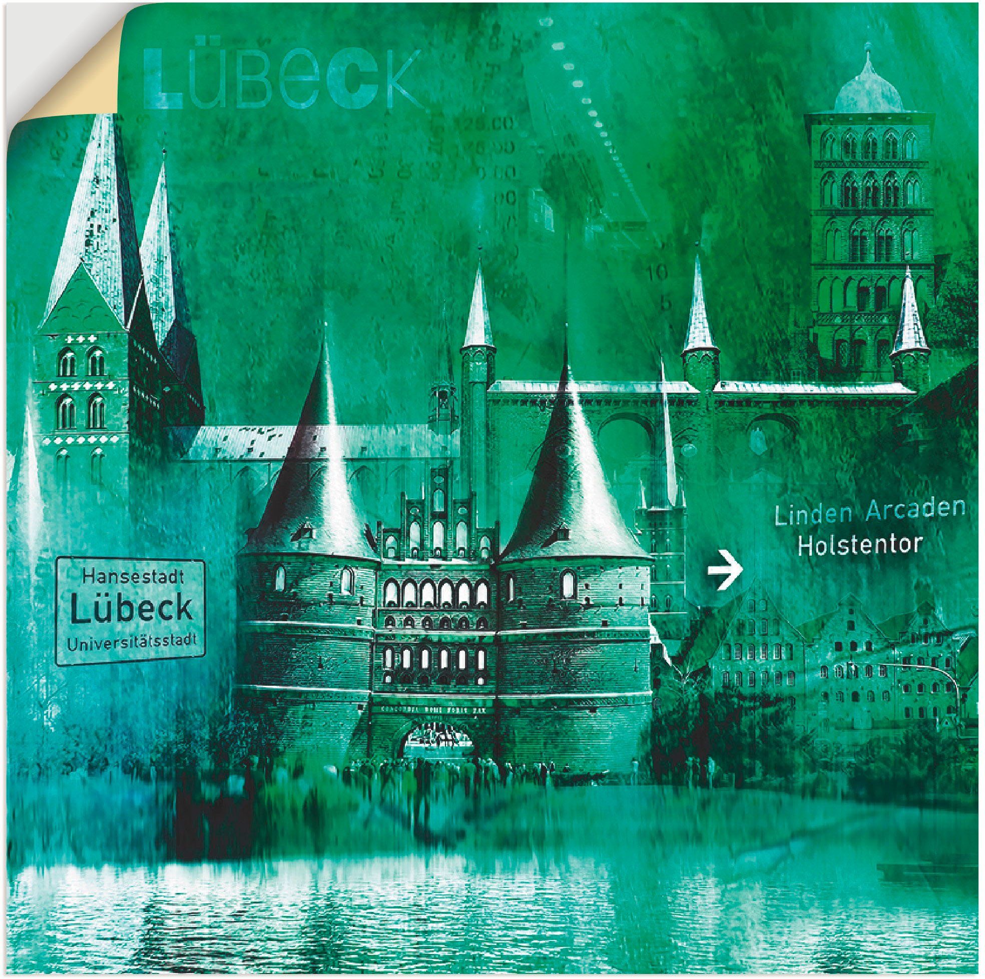 Artland Artprint Lübeck Hanzestad collage 05 in vele afmetingen & productsoorten -artprint op linnen, poster, muursticker / wandfolie ook geschikt voor de badkamer (1 stuk)