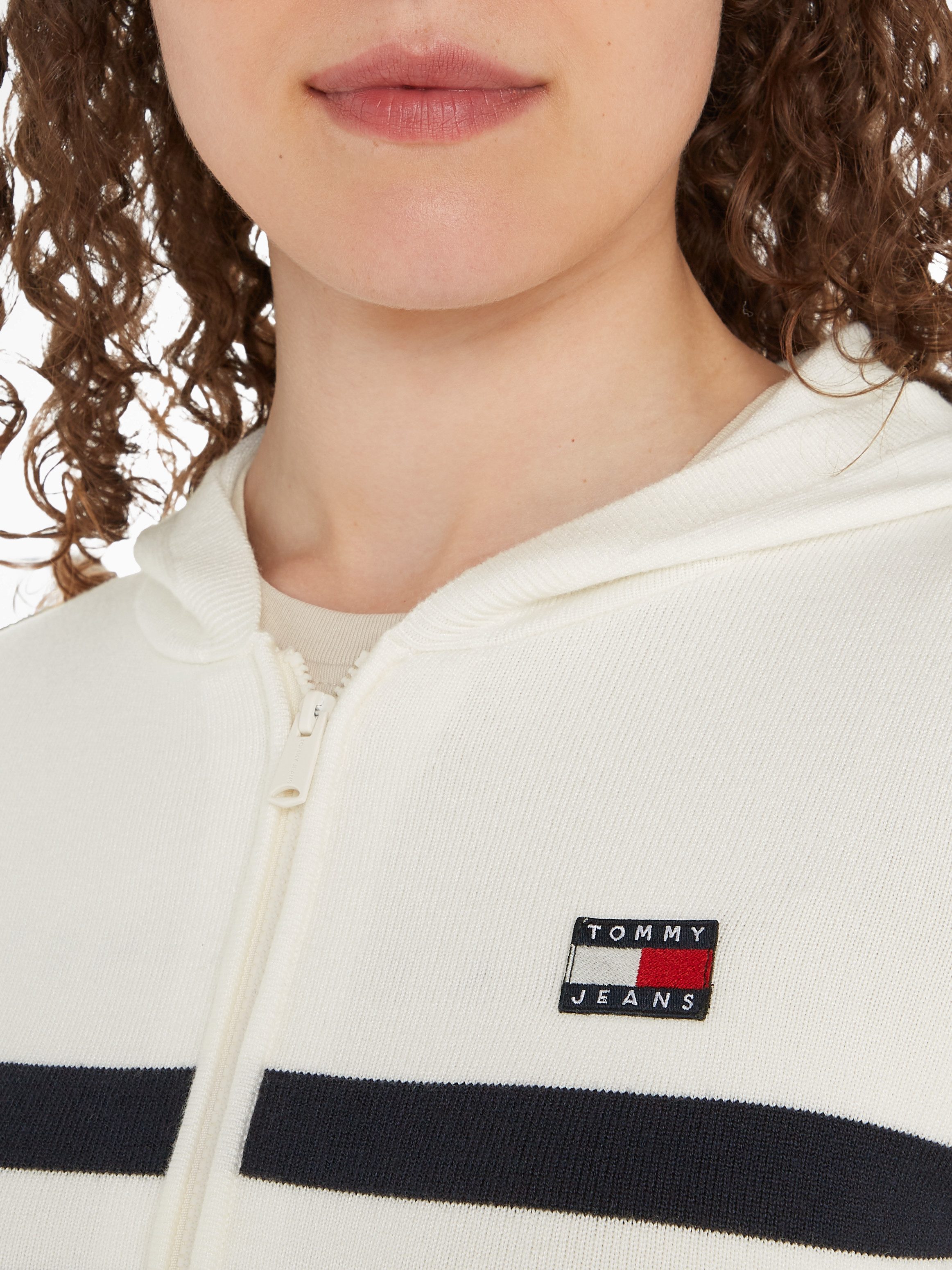 TOMMY JEANS Sweatvest TJW STRIPE ZIP THRU BADGE HOOD