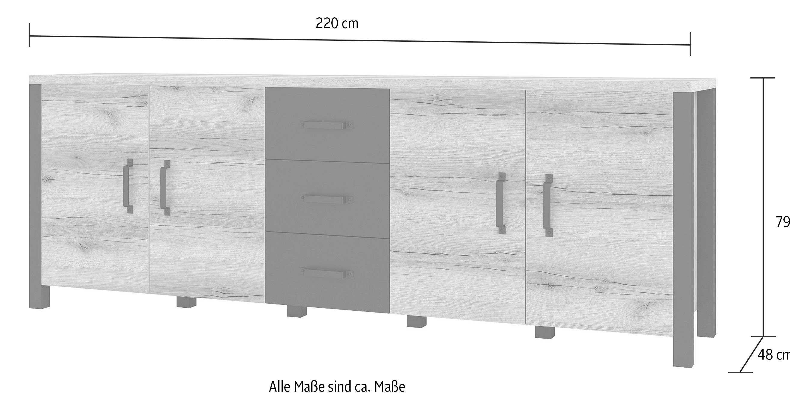 Home affaire Dressoir Olin Breedte 220cm
