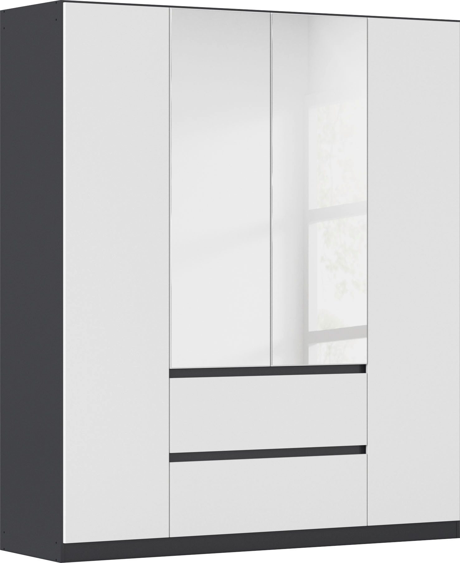 rauch Draaideurkast Kledingkast met spiegel garderobe MAINZ greeploos front met spiegel, buitendeuren met push-to-openfunctie kledingkasten maat 181