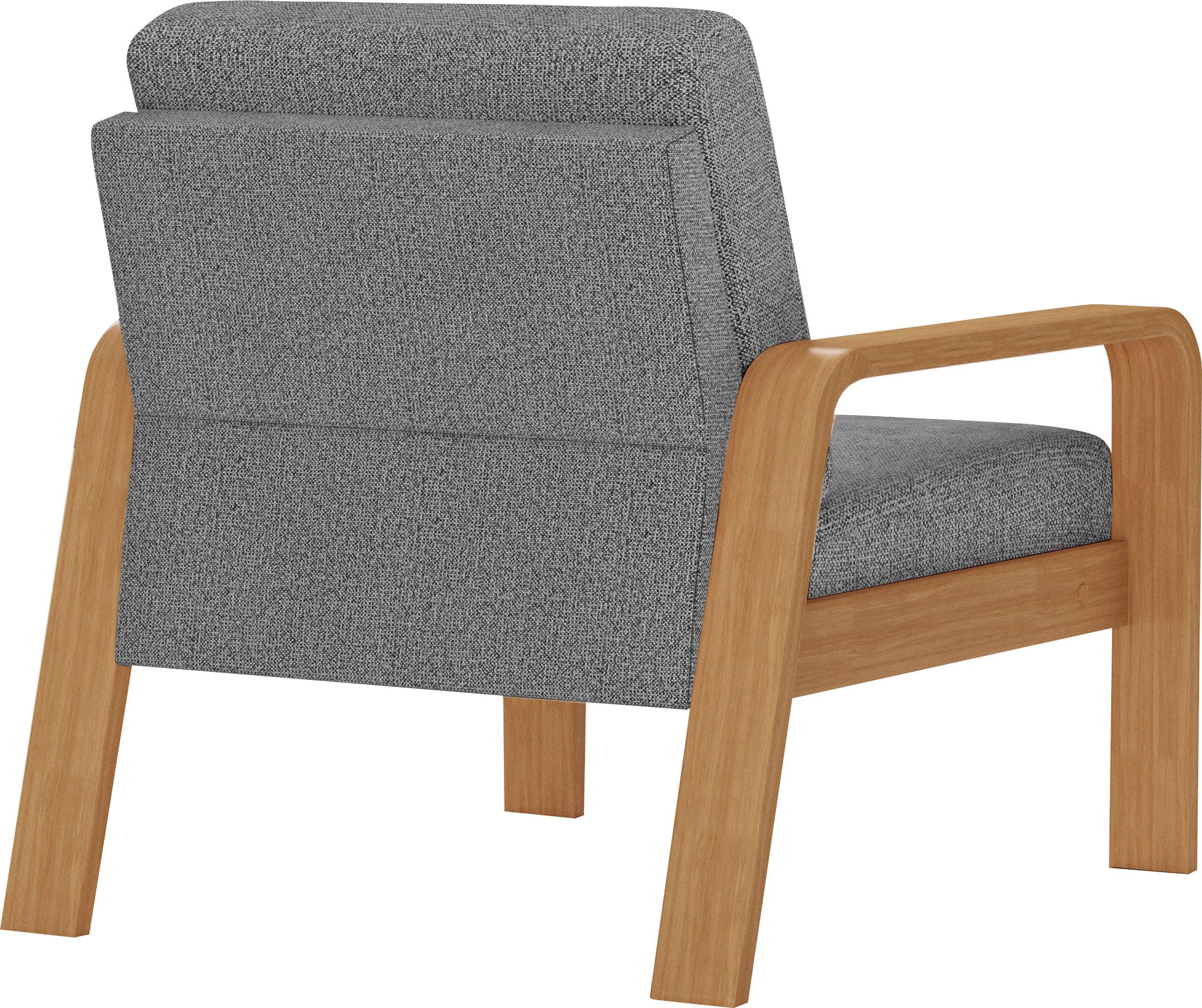 sit&more Fauteuil Kolding Armleuningen van eikenkleurig beukenhout, verschillende bekledingen en kleuren