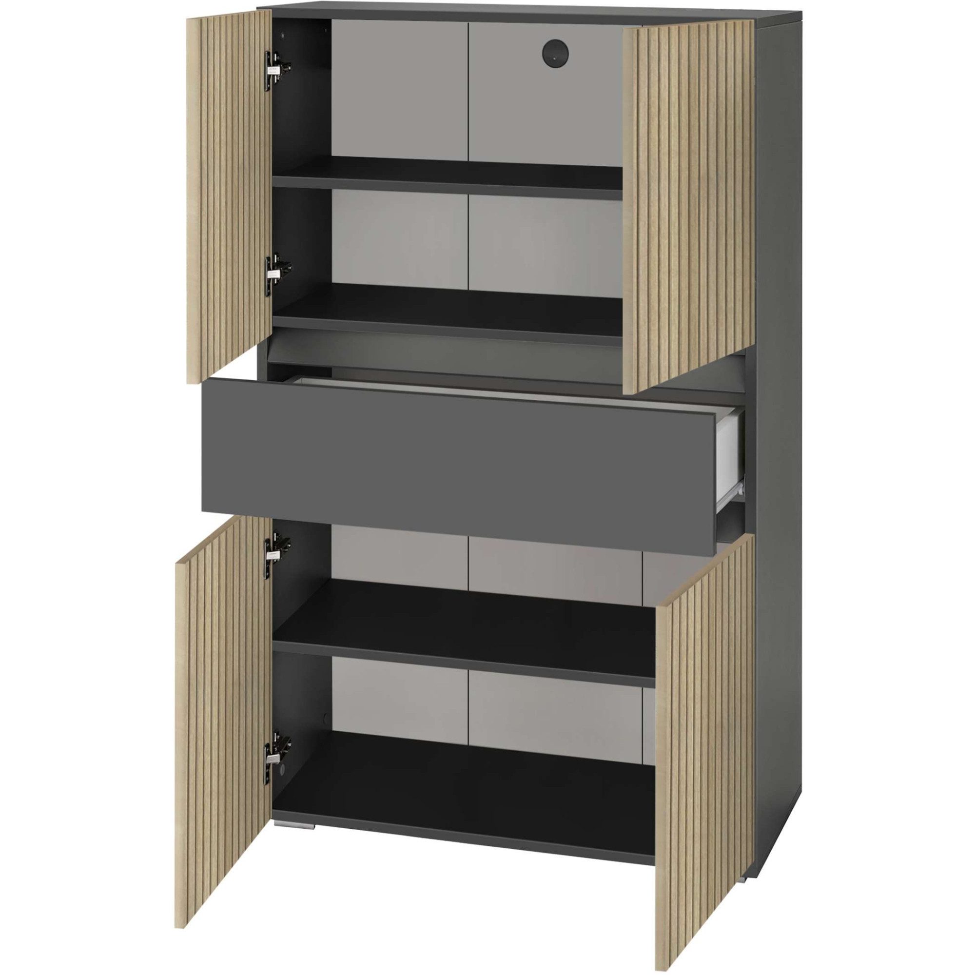 Home affaire Halfhoge kast Wisla met 4 deuren & 1 lade, breedte 76 cm, hoogte 130 cm