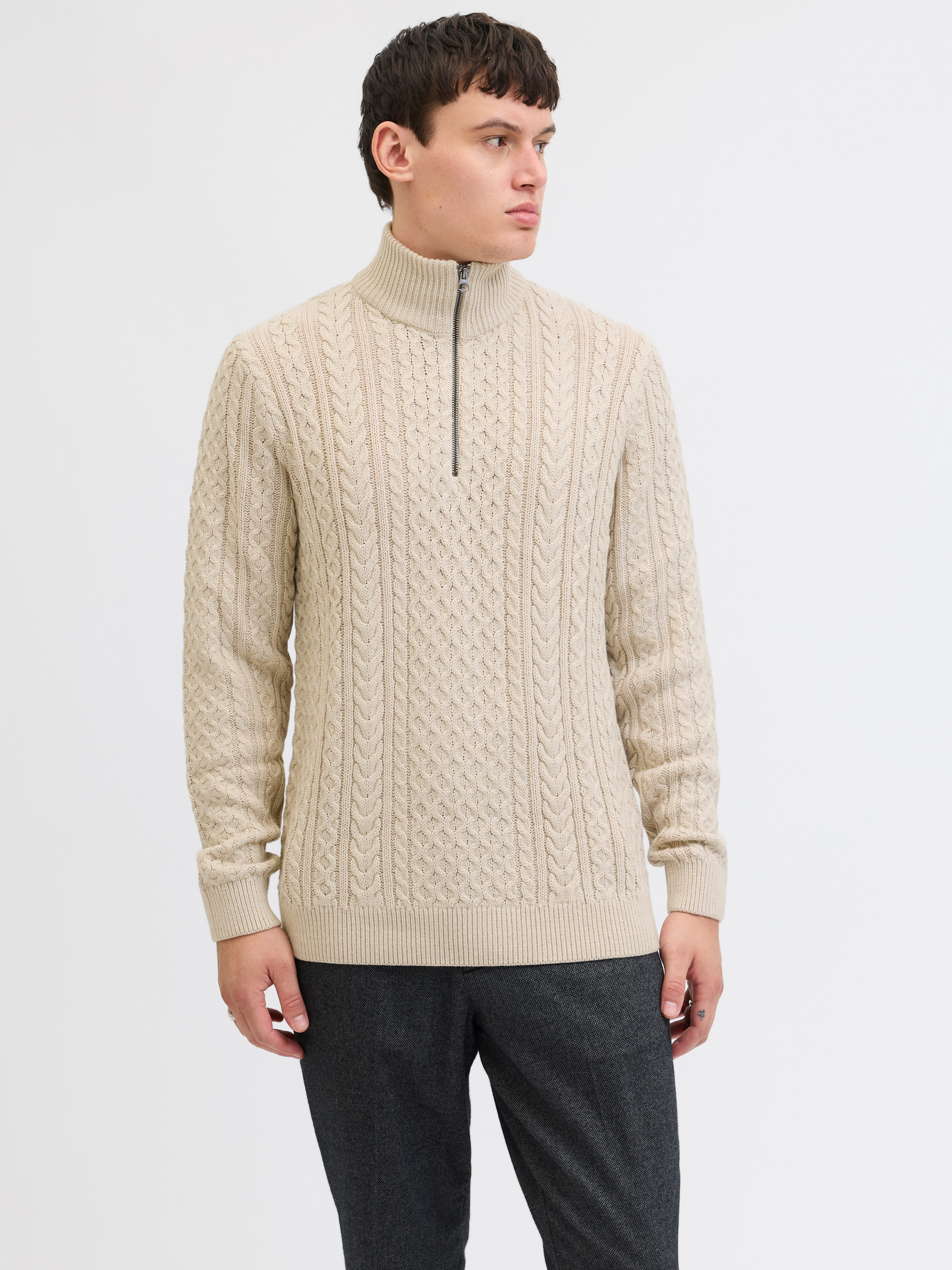 Jack & Jones Schipperstrui JPRBLUSEAN KNIT CABLE HALF ZIP SN
