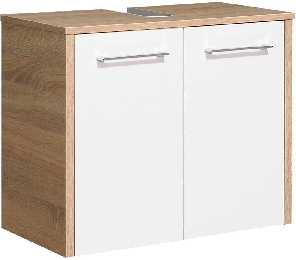 Saphir Wastafelonderkast Quickset 382 Onderkast, wit hoogglans, 2 deuren