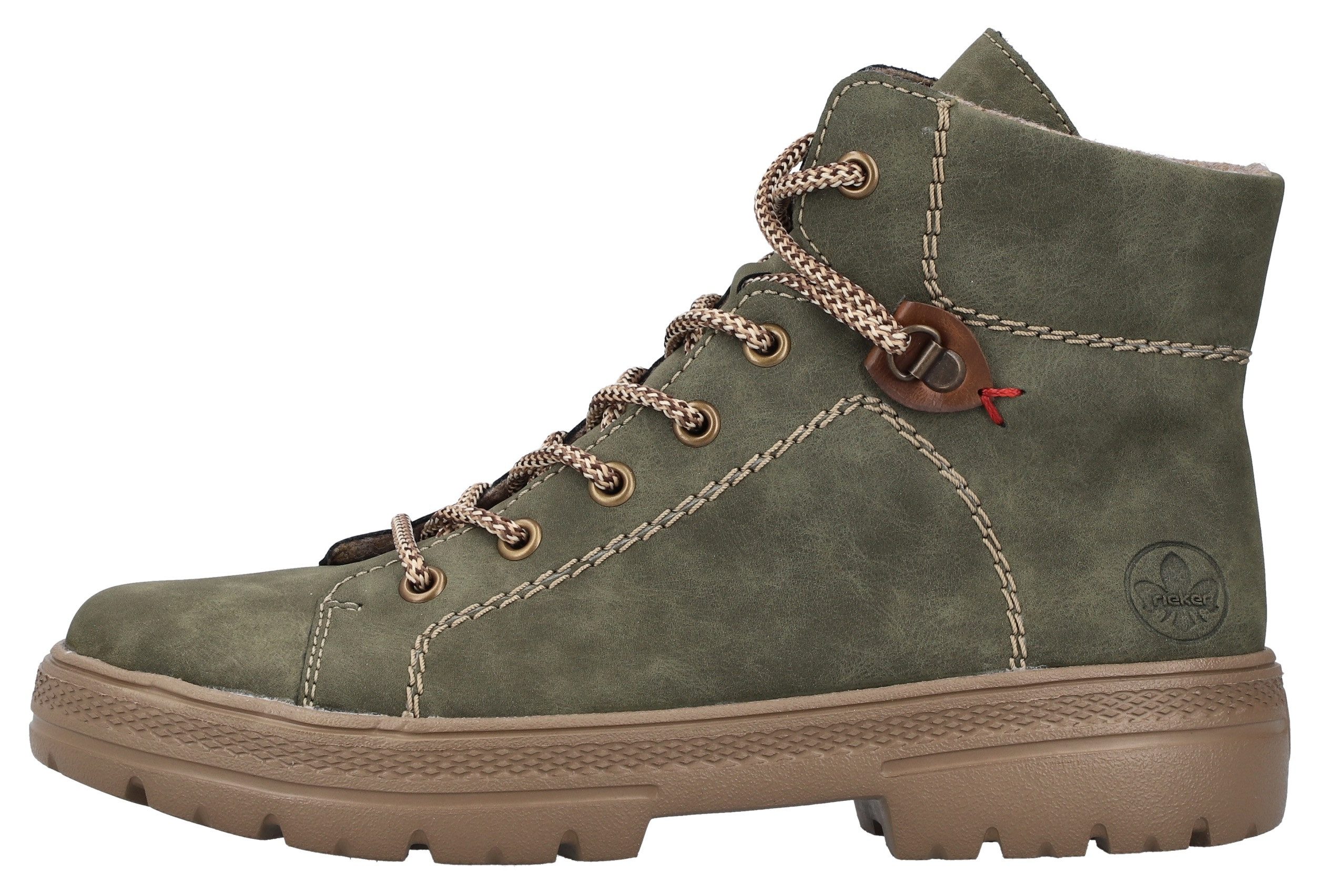 Rieker Veterschoenen enkellaars, plateausool, contrastnaad, met binnenrits