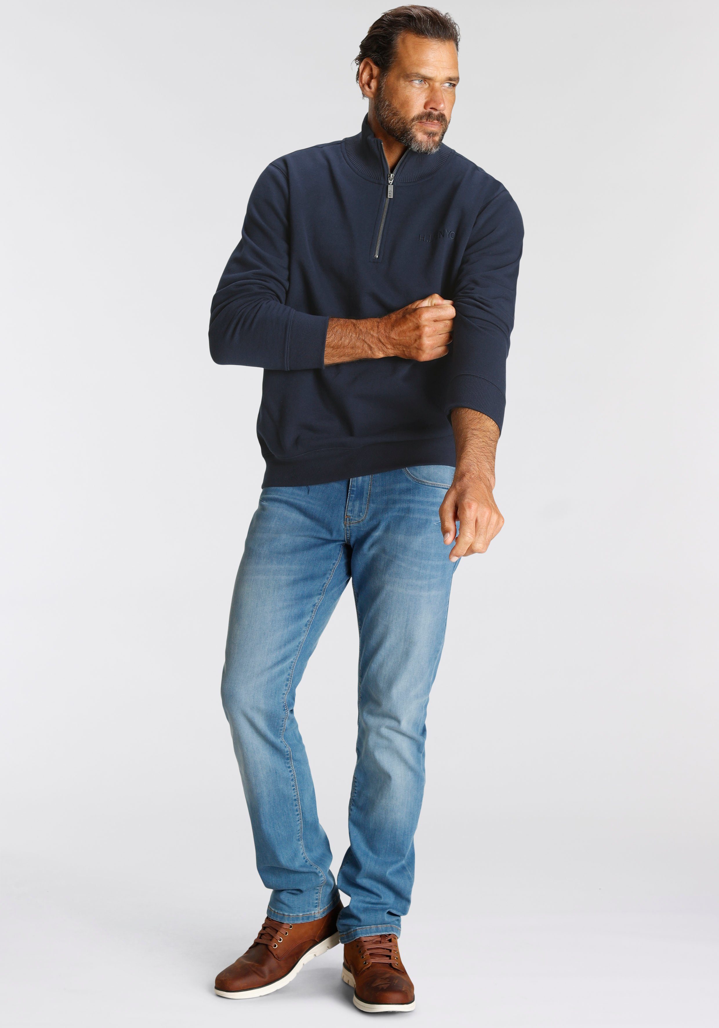 H.I.S Sweatshirt effen, van rekbare sweatstof, met logoborduring