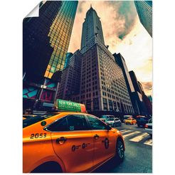 artland artprint taxi in new york als artprint op linnen, poster in verschillende formaten maten multicolor