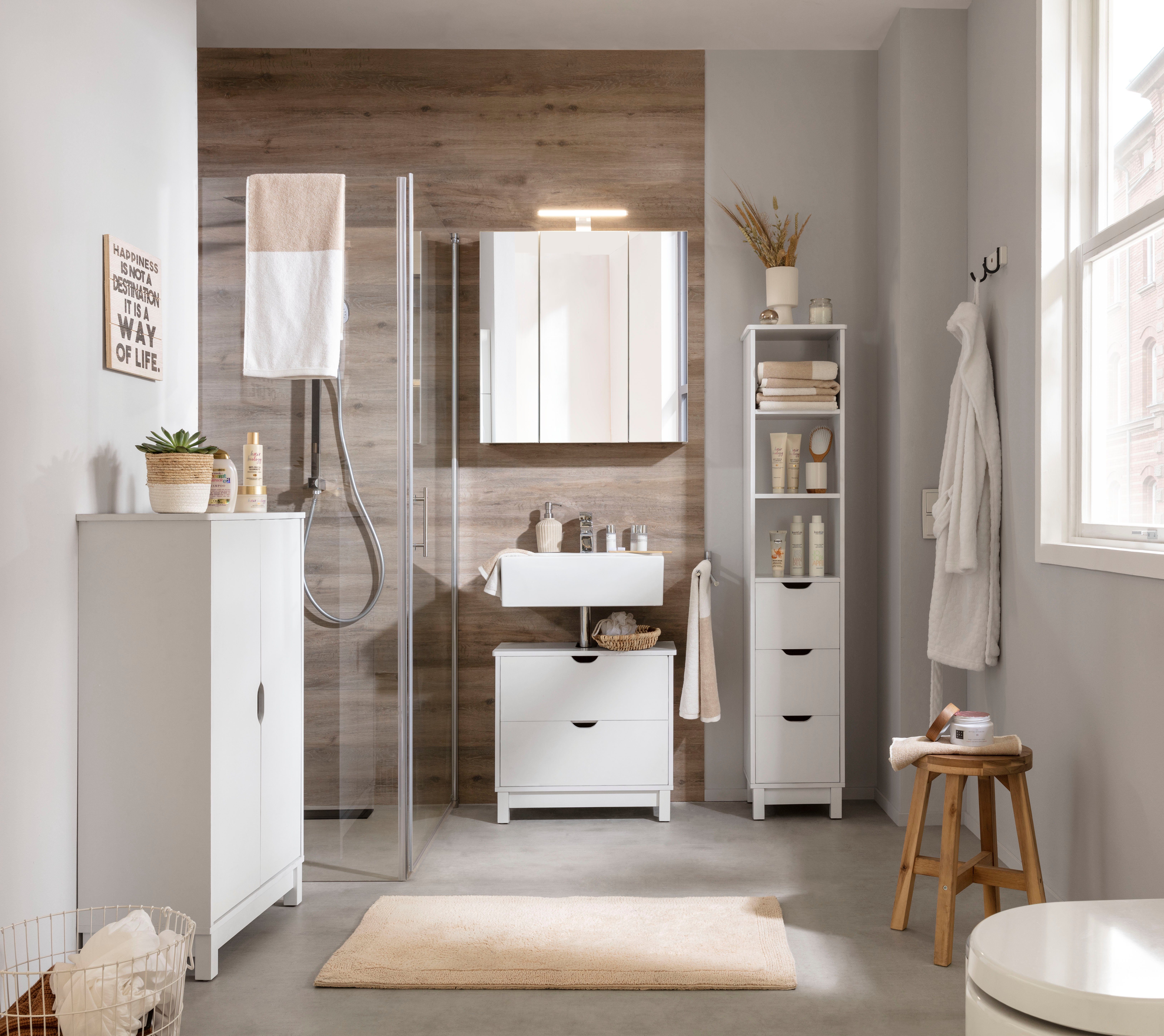 Schildmeyer Spiegelkast Roma Breedte 70 cm, 3-deurs, ledverlichting, schakelaar-/stekkerdoos