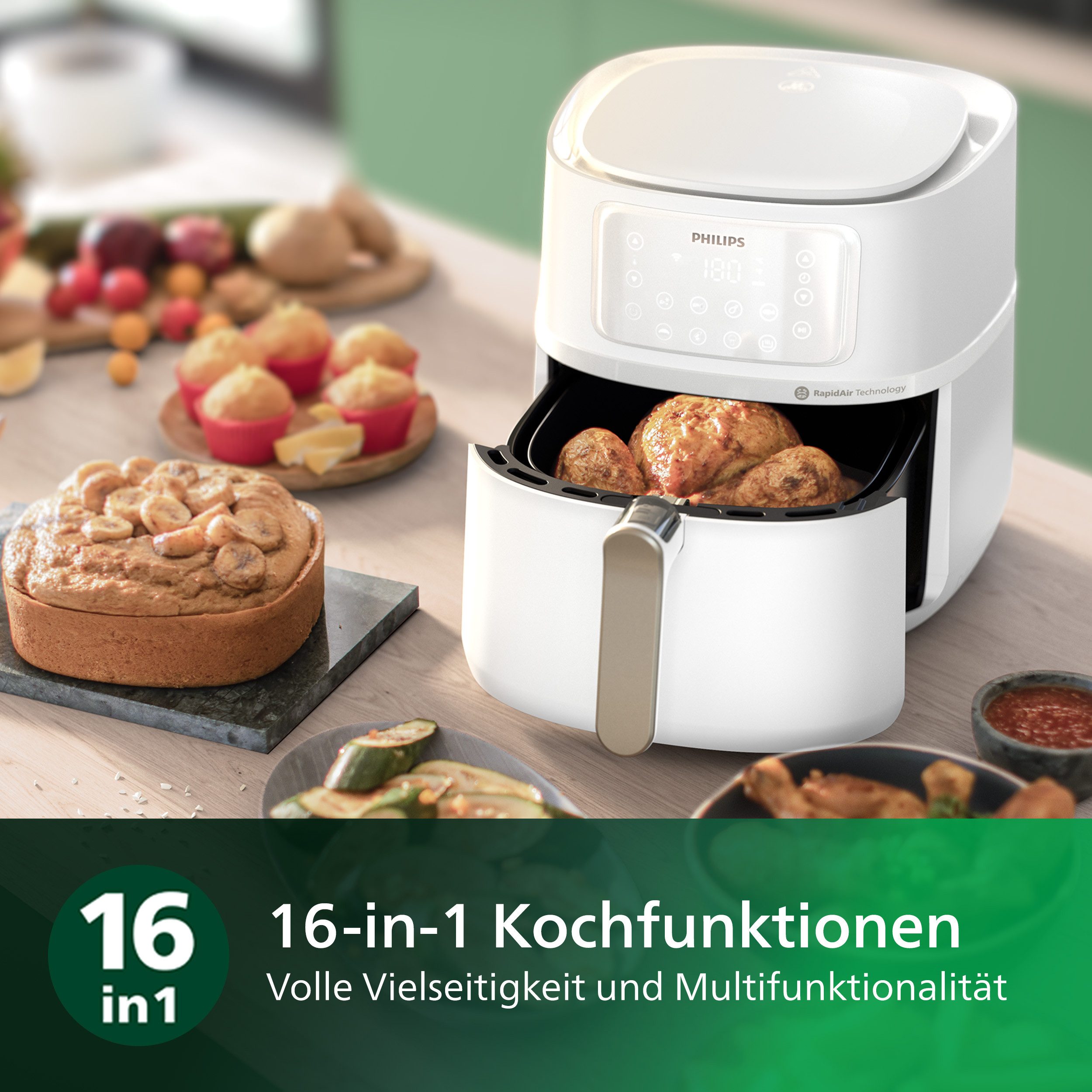 Philips Airfryer XXL HD9285/90, 7,2 l met 7 instellingen, warmhoudfunctie en wifi-connectiviteit