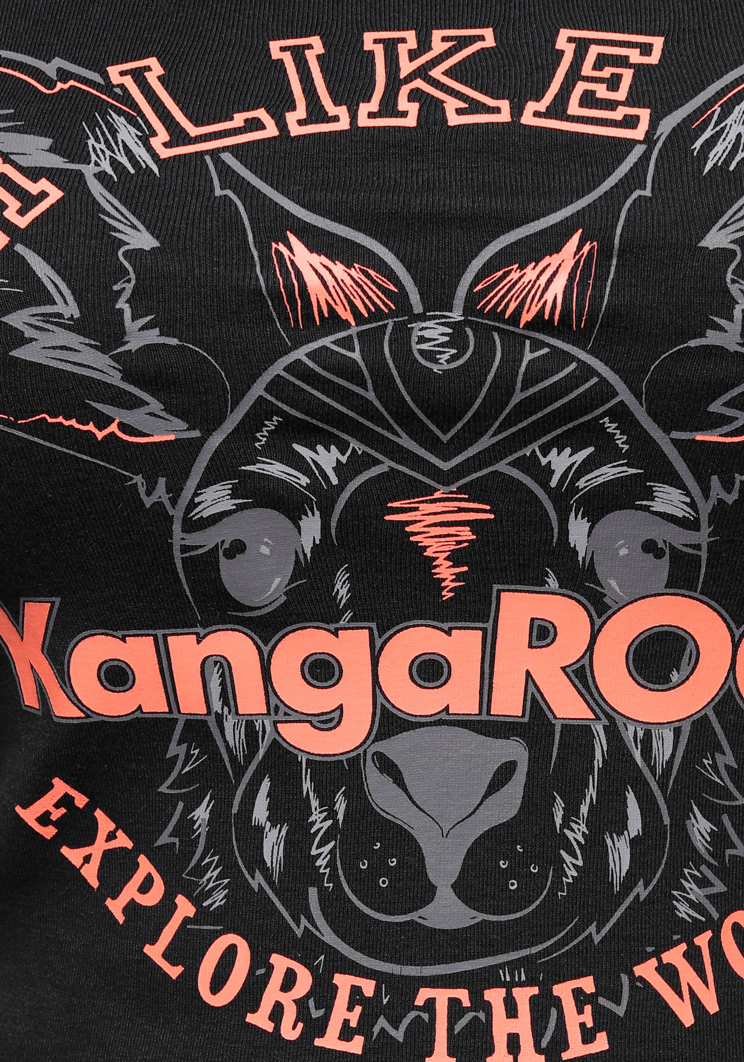 KangaROOS Shirt met lange mouwen Lange mouwen, effen met kleurinzet en logoprint