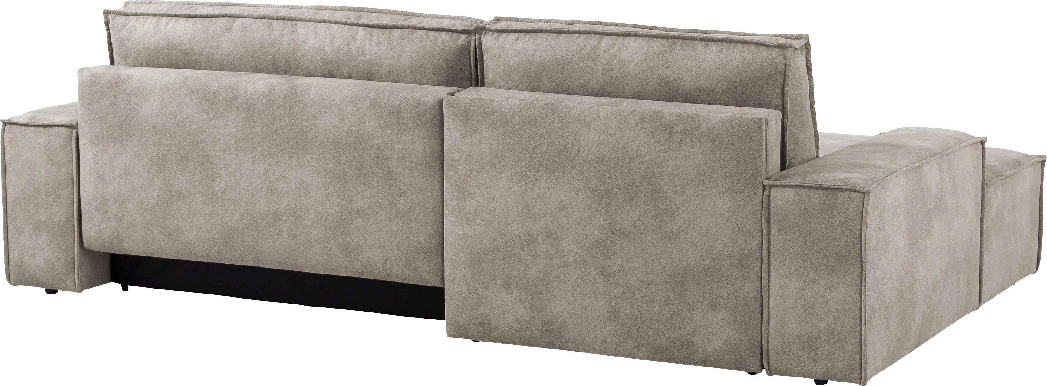 Home affaire Hoekbank SHERWOOD bedbank 267 cm, L-model, Slaapfunctie met bedlade (210x136 cm), cord, vintage, fluweel