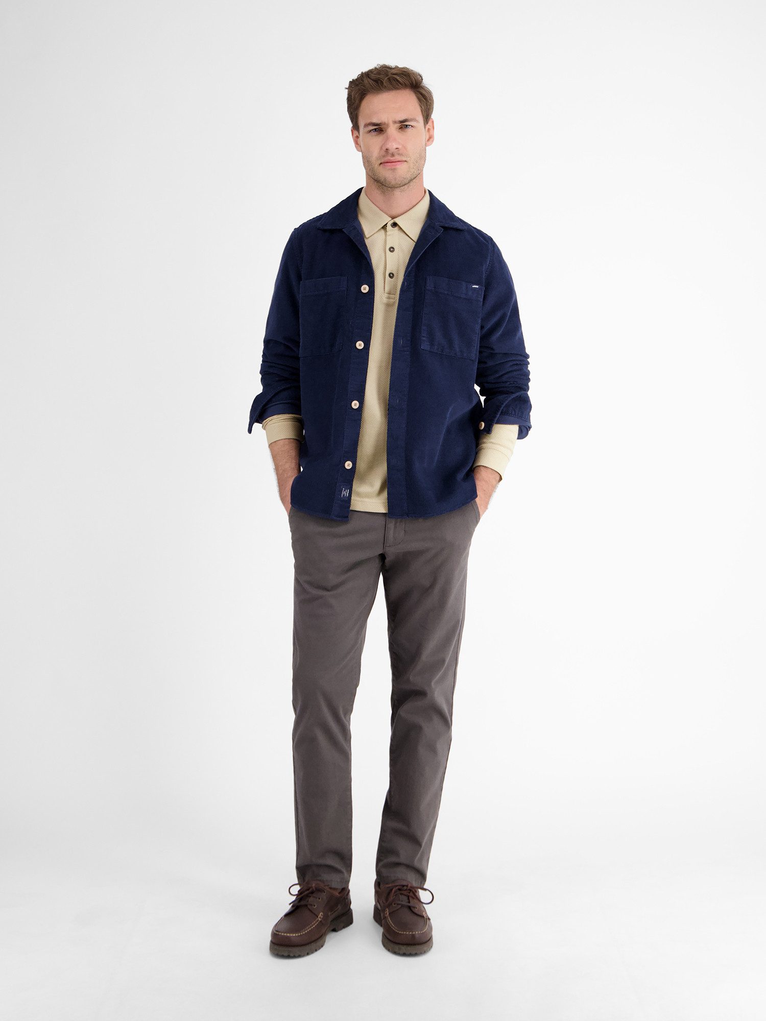 Lerros Poloshirt met lange mouwen LERROS Heren-lange mouwen polo in wafeloptiek