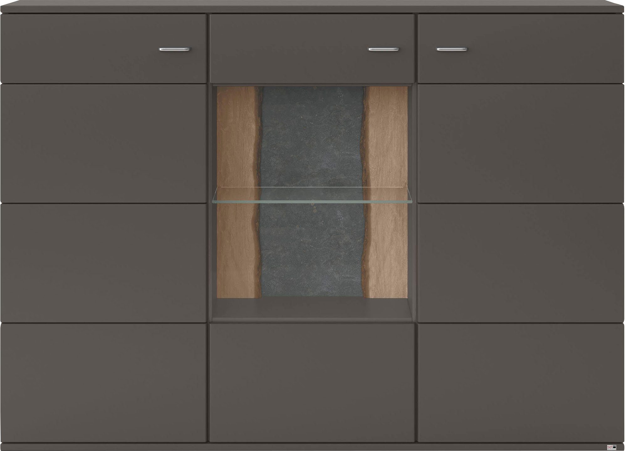 set one by Musterring Highboard Tacoma Type 52, breedte 180 cm, met getinte glasdeur