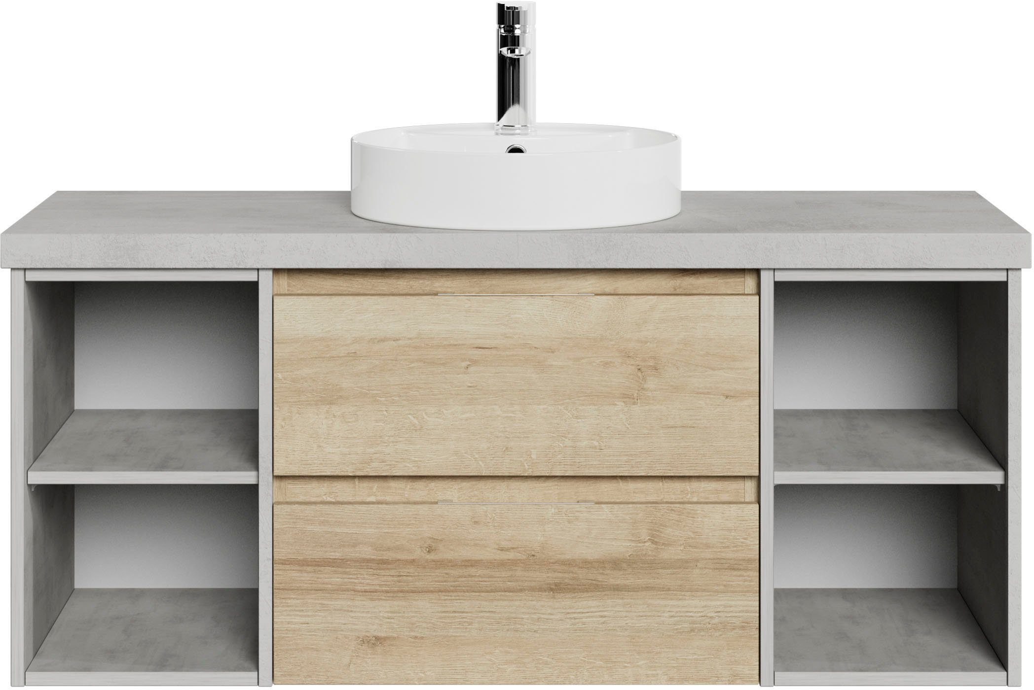 Saphir Wastafelonderkast Serie 4035 keramieken opzetwasbak met onderkast, 118 cm breed wastafelmeubels grijs