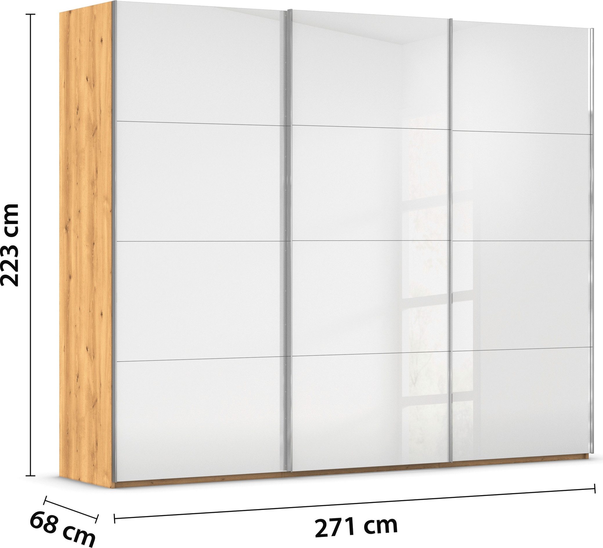 rauch Schuifdeurkast Kledingkast Kast Garderobe Slaapkamerkast SCALE-FYRA edel vierdelige deuren met glas-front veel kleuren made in germany