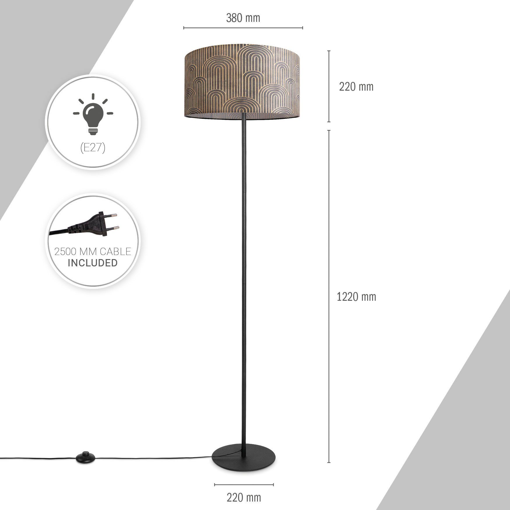 Paco Home Staande lamp Luca Pillar Met stoffen kap vloerlamp woonkamer leeslamp modern vintage E27