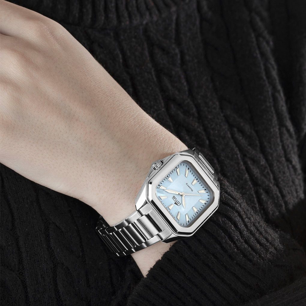 Lotus Kwartshorloge Square Horloge, dameshorloge, stalen band, analoog