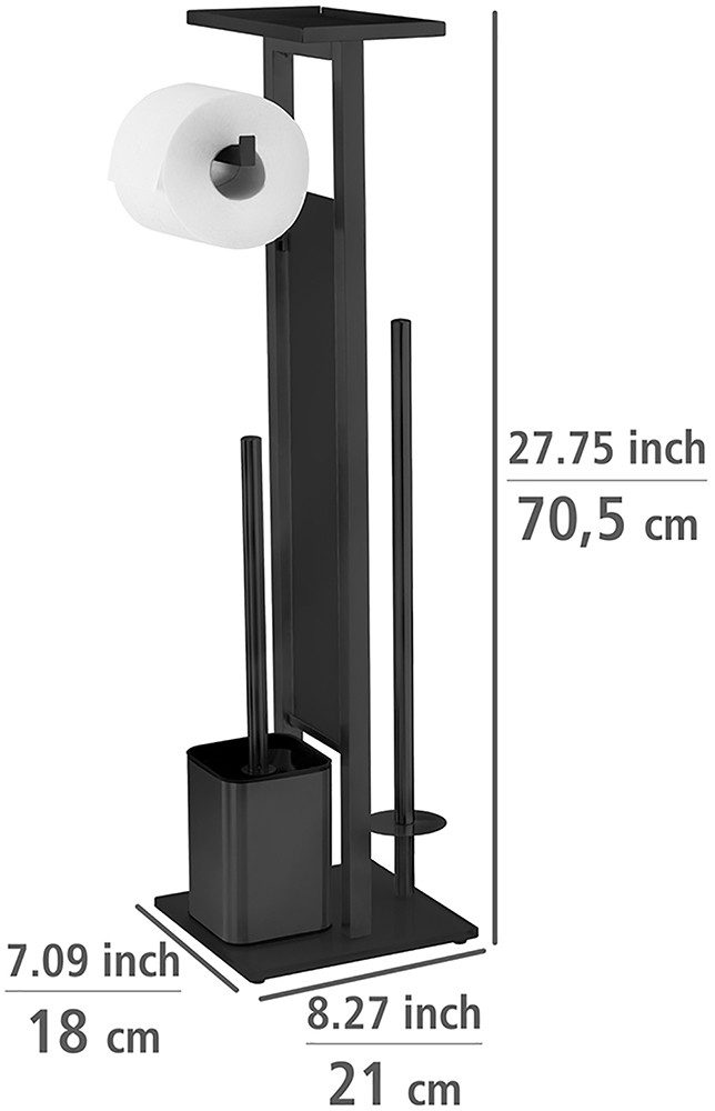 WENKO Toiletset Model Debar Standset met plank, roestvrij staal, bodemplaat van veiligheidsglas