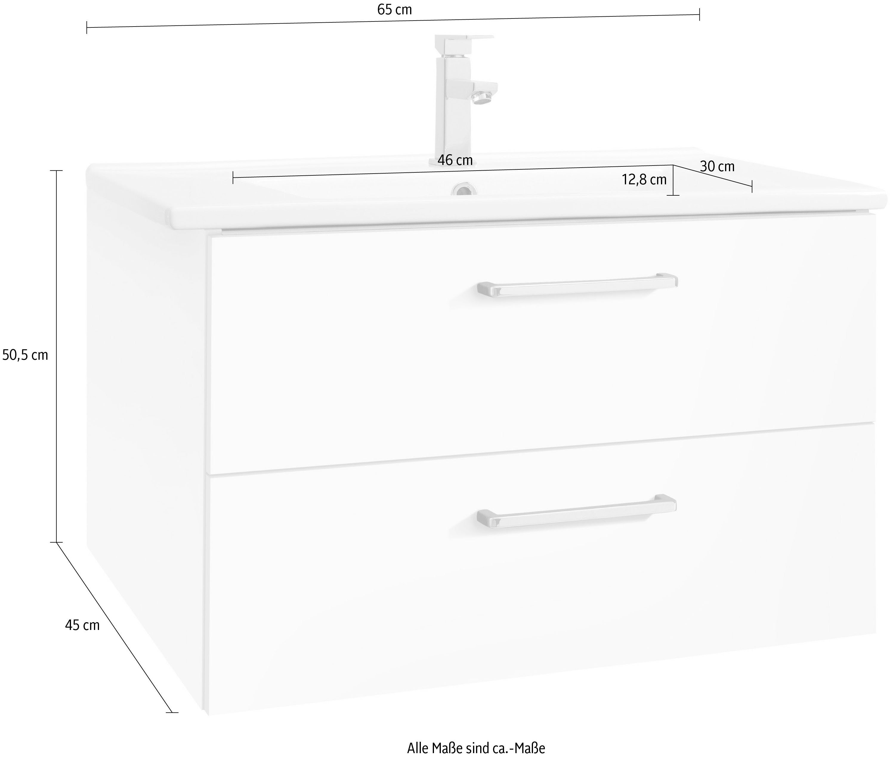 OPTIFIT Wastafelonderkast Napoli met soft-closefunctie, breedte 65 cm