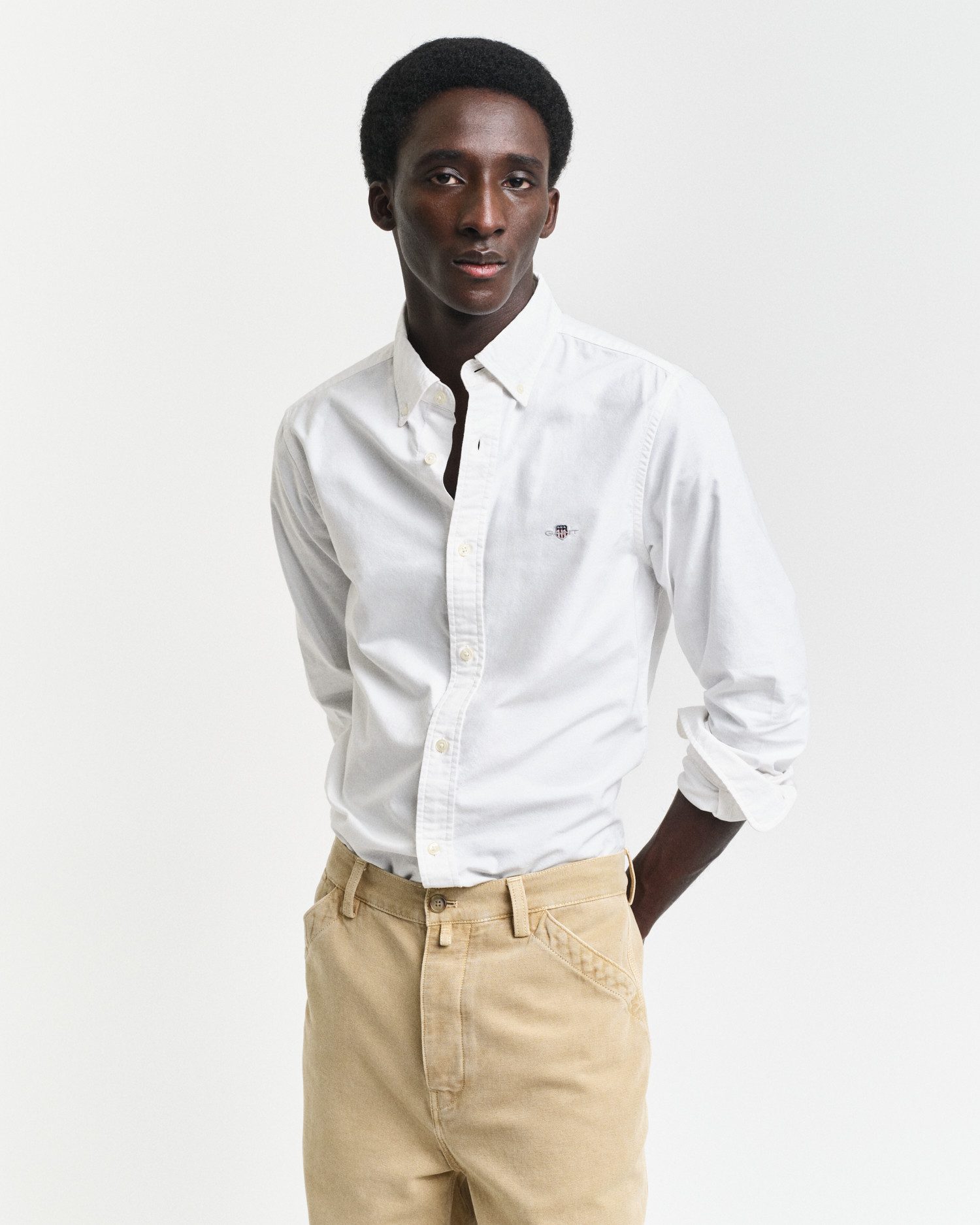 Gant Overhemd met lange mouwen Slim fit Oxford overhemd gestructureerd duurzaam dikker